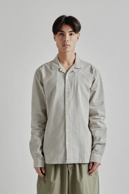 Tain Shirt - Ecru/Blue Stripe made by Kestin