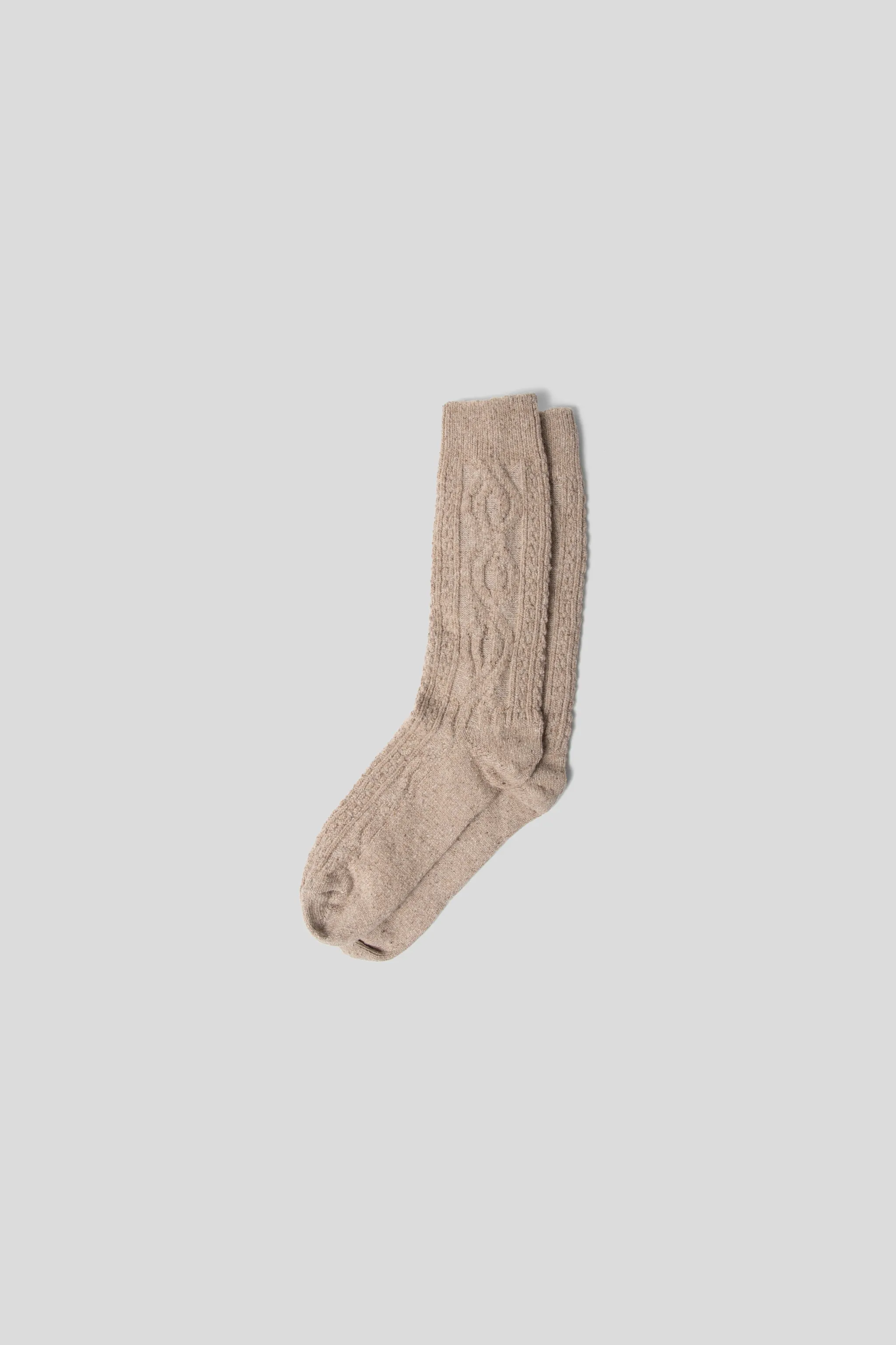 Wool Silk Cable Knit Sock - Oatmeal sold by Wallace Mercantile