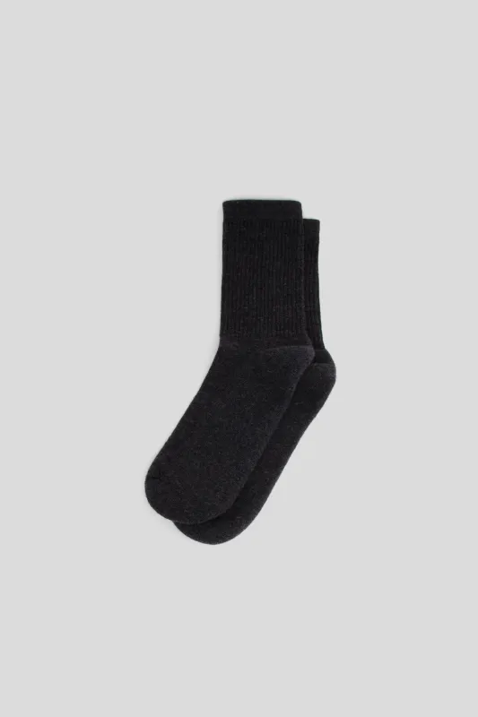 Supermerino Crew Socks - Charcoal sold by Wallace Mercantile