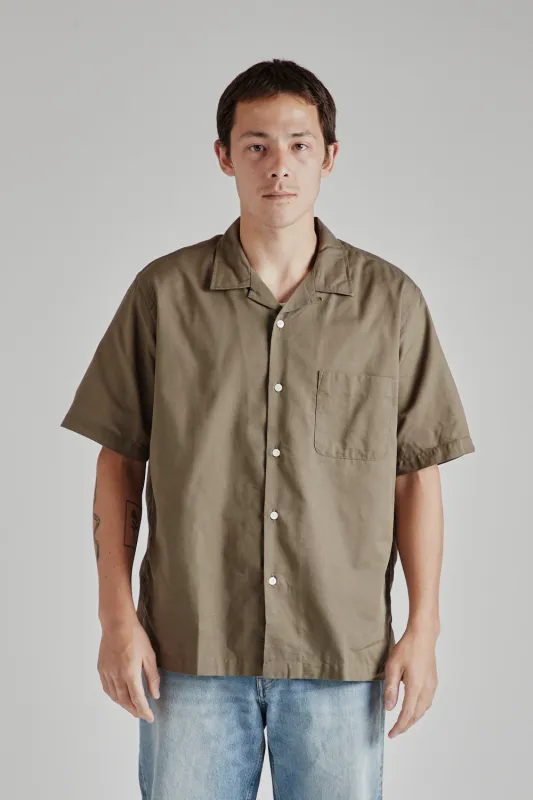 Open Collar Panama S/S Shirt - Taupe made by Nanamica