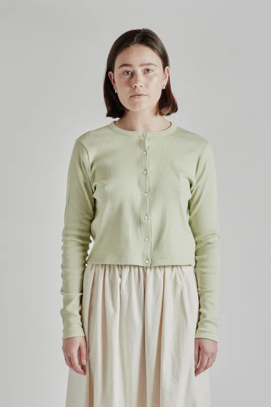 Soft Cotton Rib Cardigan - Mint Grey sold by Wallace Mercantile