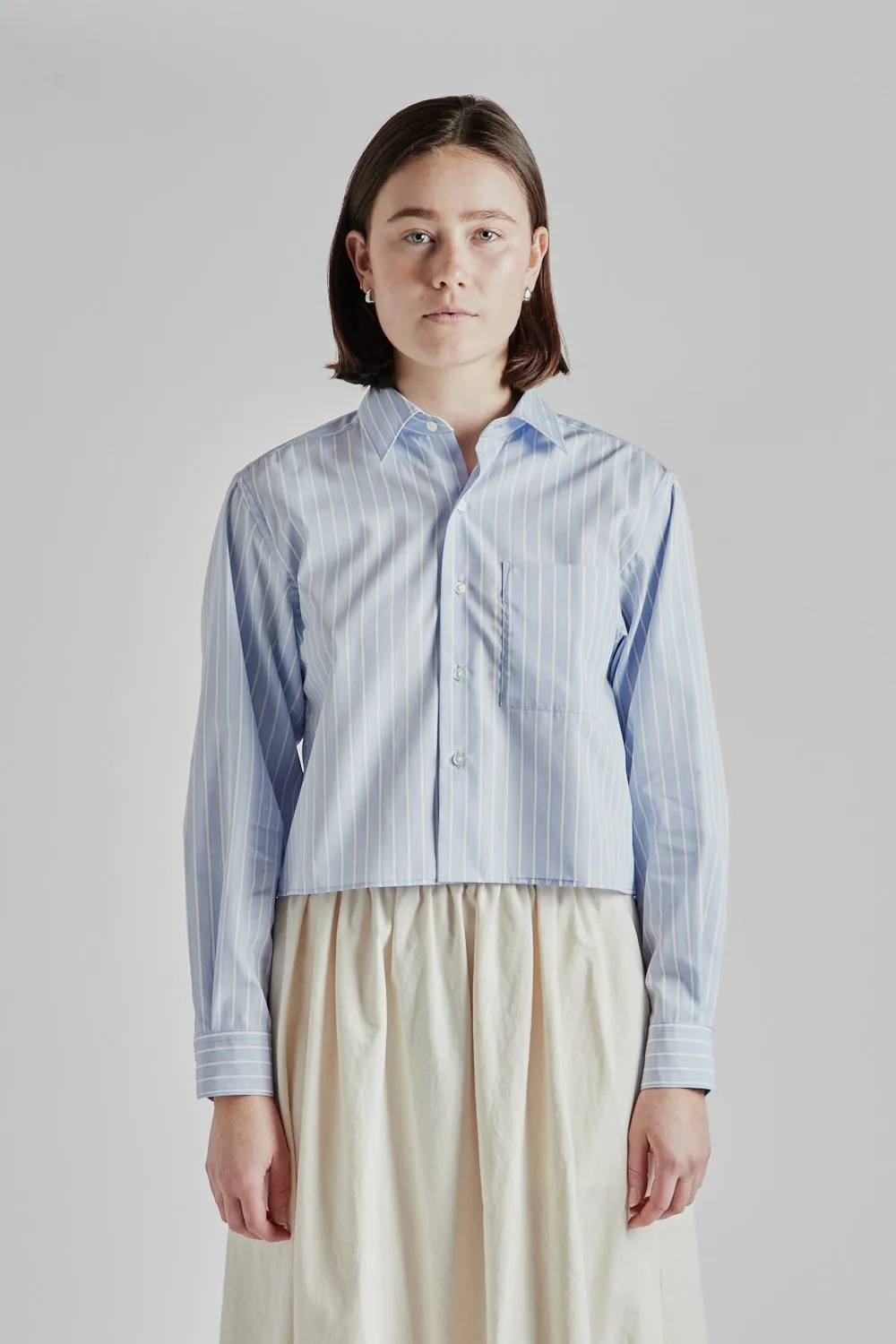 Stripe Short Shirt - Saxe/White sold by Wallace Mercantile