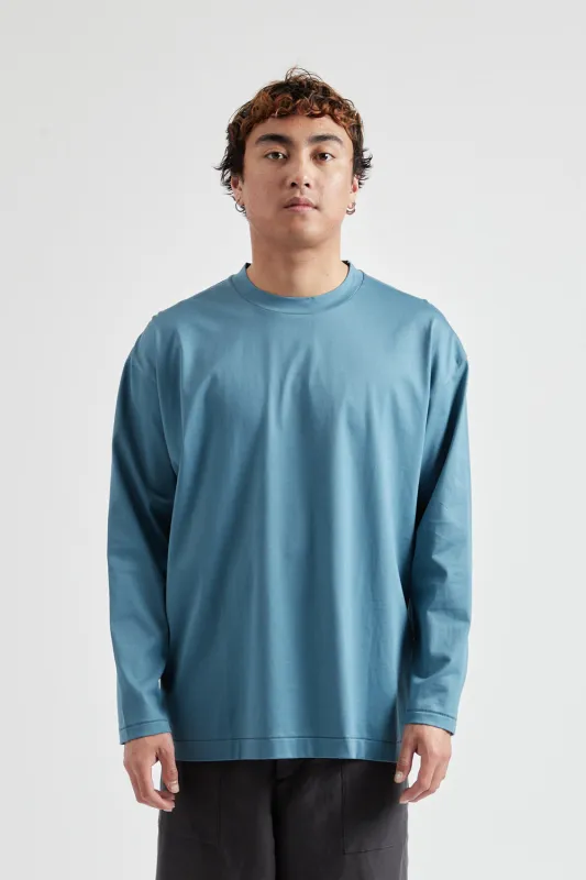 SUVIN 60/2 Oversized Longsleeve T-Shirt - Blue Gray sold by Wallace Mercantile