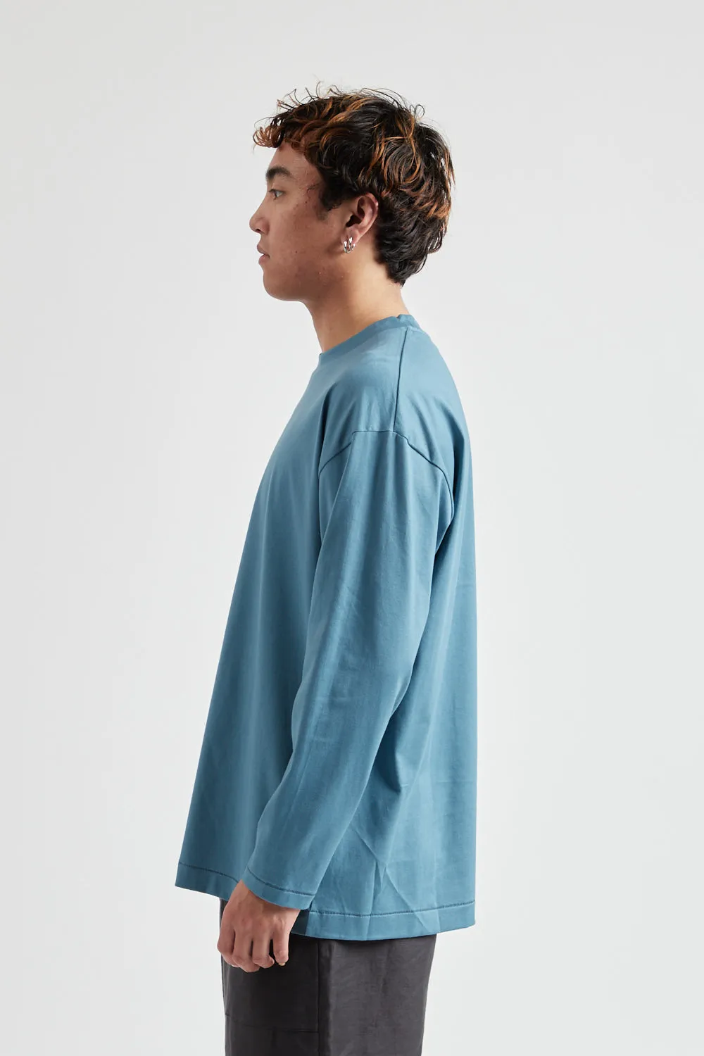 SUVIN 60/2 Oversized Longsleeve T-Shirt - Blue Gray sold by Wallace Mercantile product image thumbnail 2