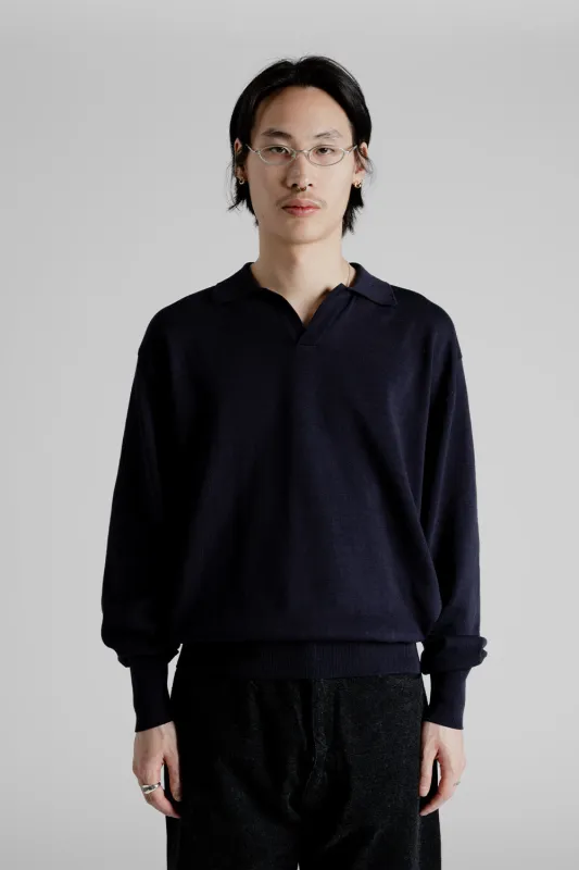 Cotton Knit Skipper Shirt - Navy sold by Wallace Mercantile