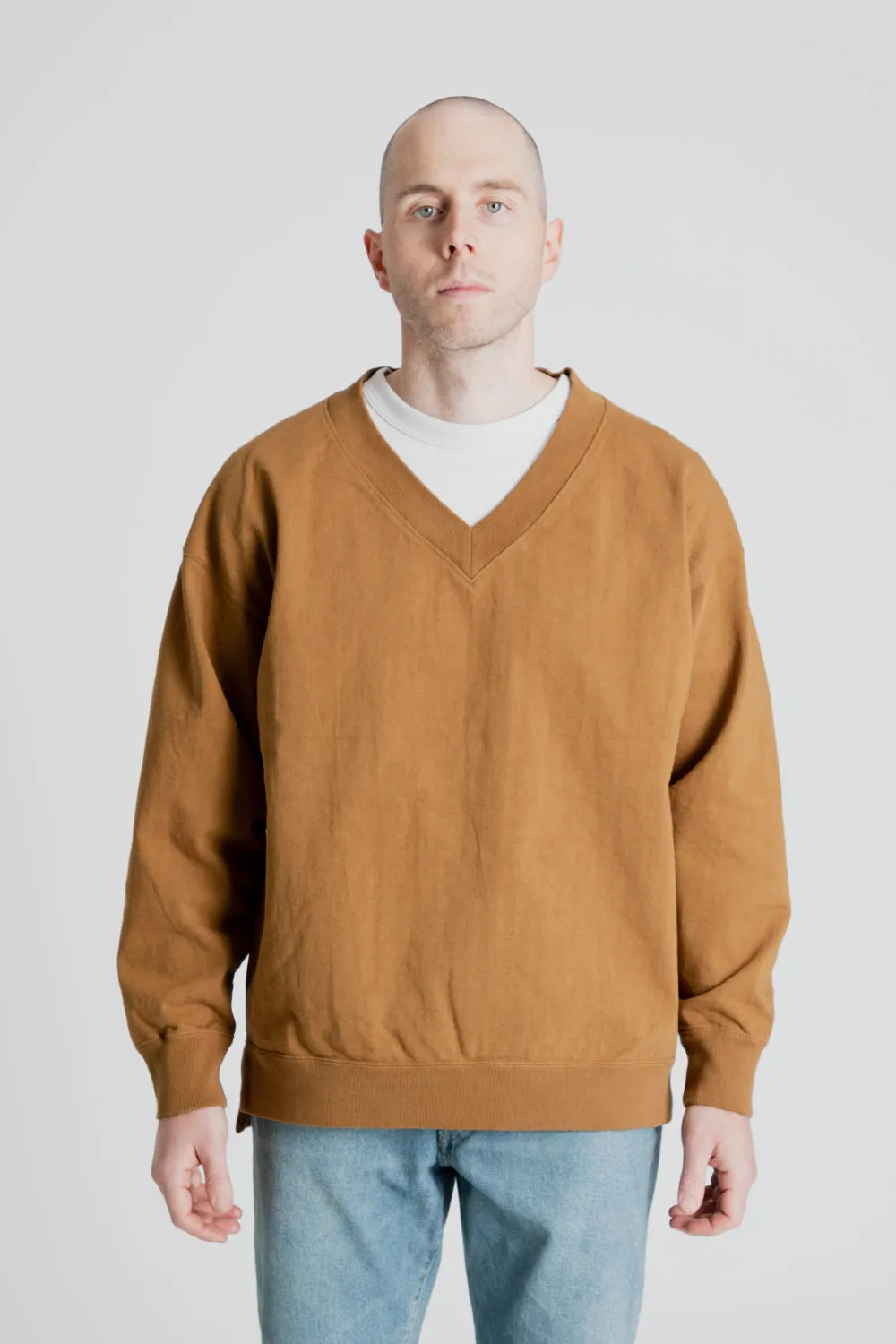 Dotsume V Neck - Honey Brown sold by Wallace Mercantile