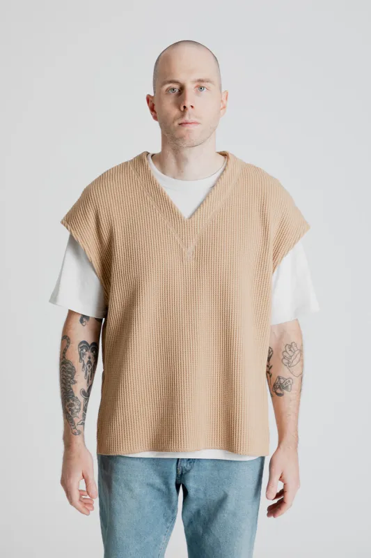 Waffle V Neck Vest - Bisquit sold by Wallace Mercantile
