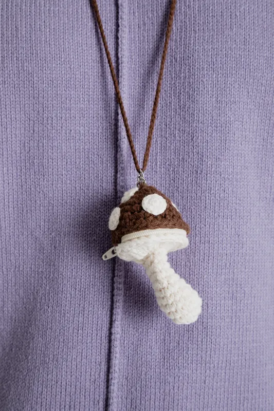 Small Mushroom Keychain/Necklace - Brown made by S.K. Manor Hill