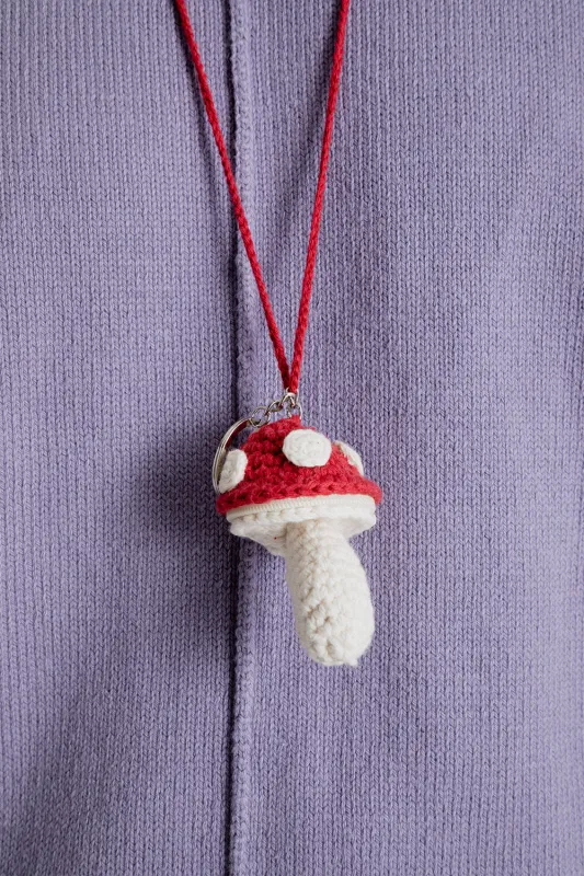 Small Mushroom Keychain/Necklace - Red Cotton made by S.K. Manor Hill