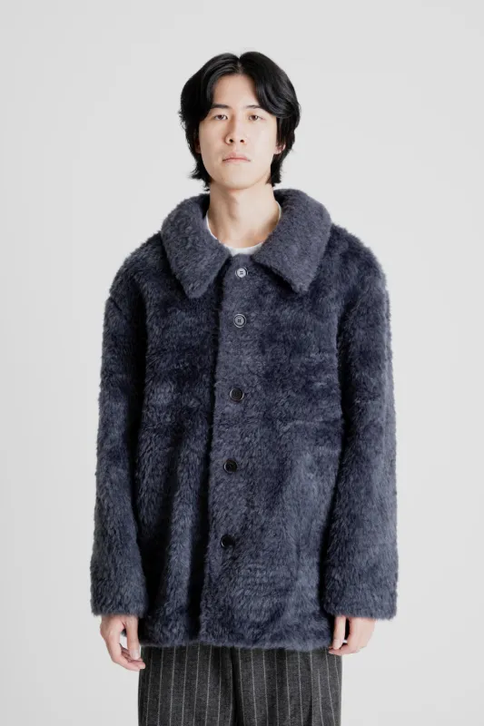 Fur Mid Coat - Charcoal sold by Wallace Mercantile