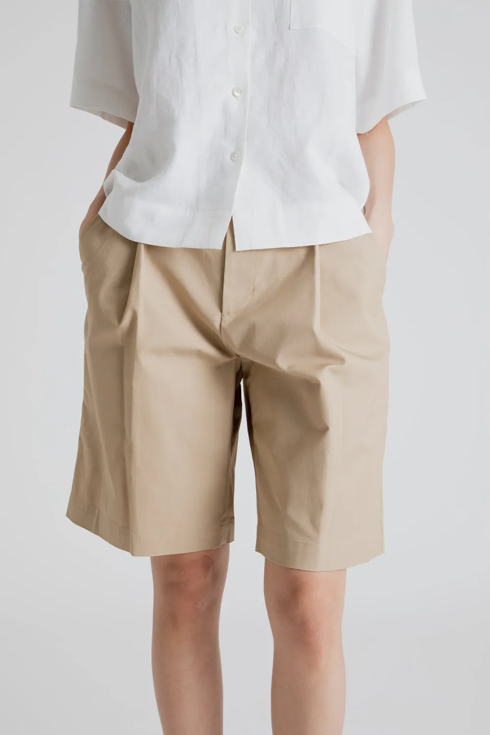 Women's One Tuck Half Chino Pants - Beige sold by Wallace Mercantile