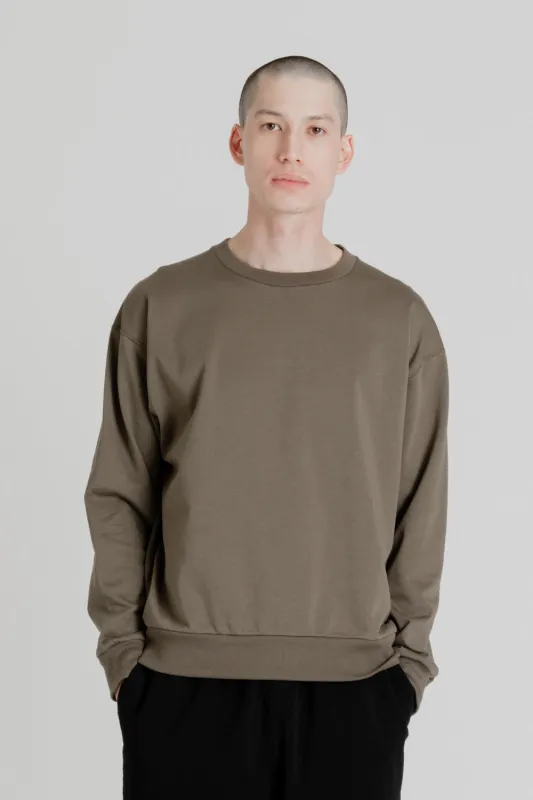 Pima Drop Crew Sweatshirt - Khaki made by Jackman