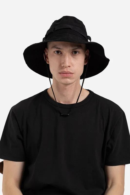 Boonie Bucket Hat - Black Waxed Cotton/Nylon WR made by S.K. Manor Hill