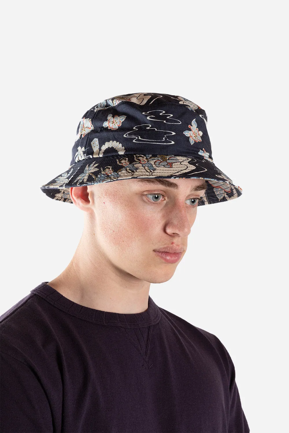 Hawaiian Bucket Hat - Navy sold by Wallace Mercantile