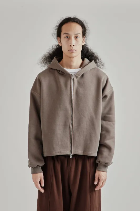 Boxy Zip-Up Hoodie - Brown sold by Wallace Mercantile