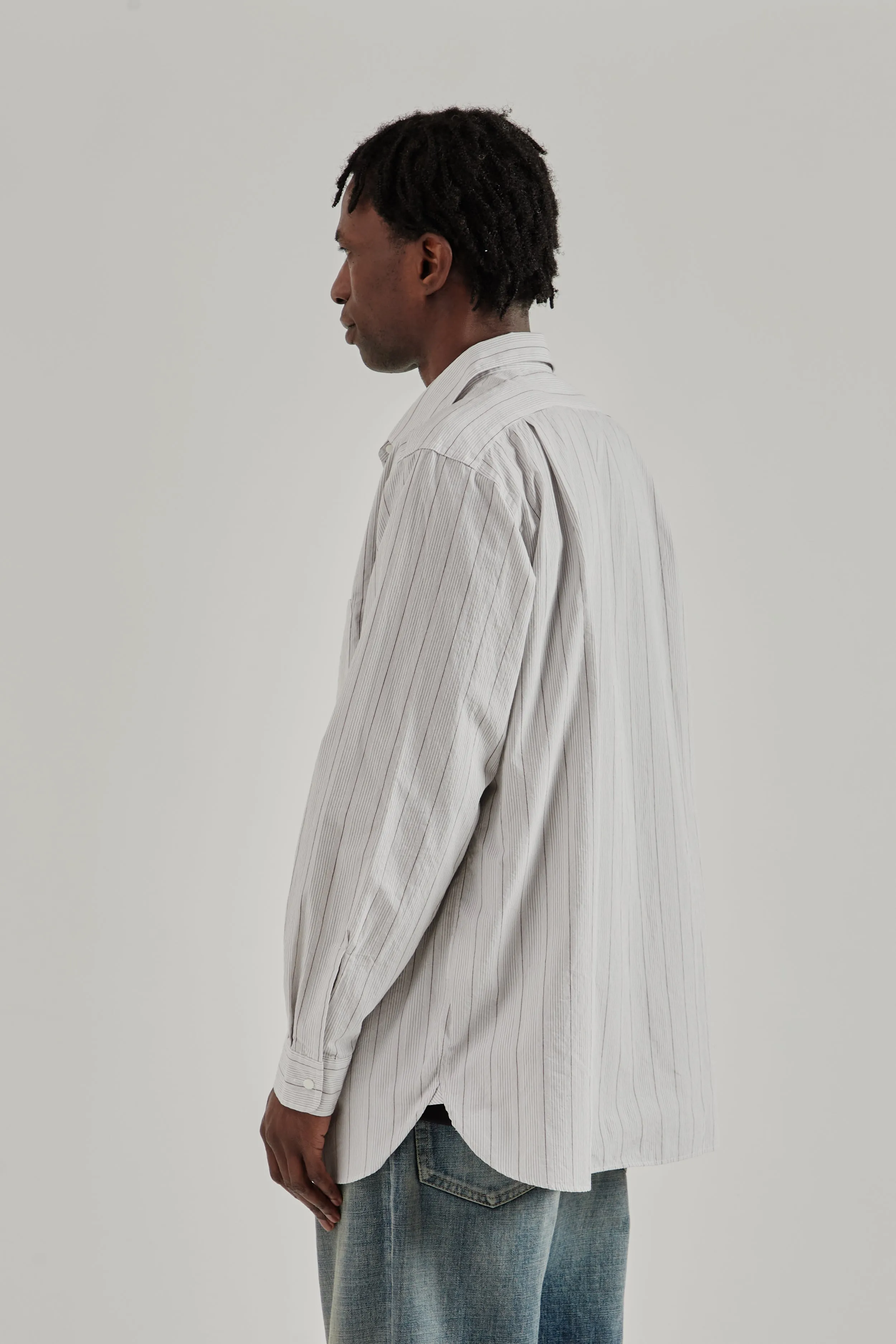 Regular Collar Stripe Wind Shirt - Gray sold by Wallace Mercantile product image thumbnail 5