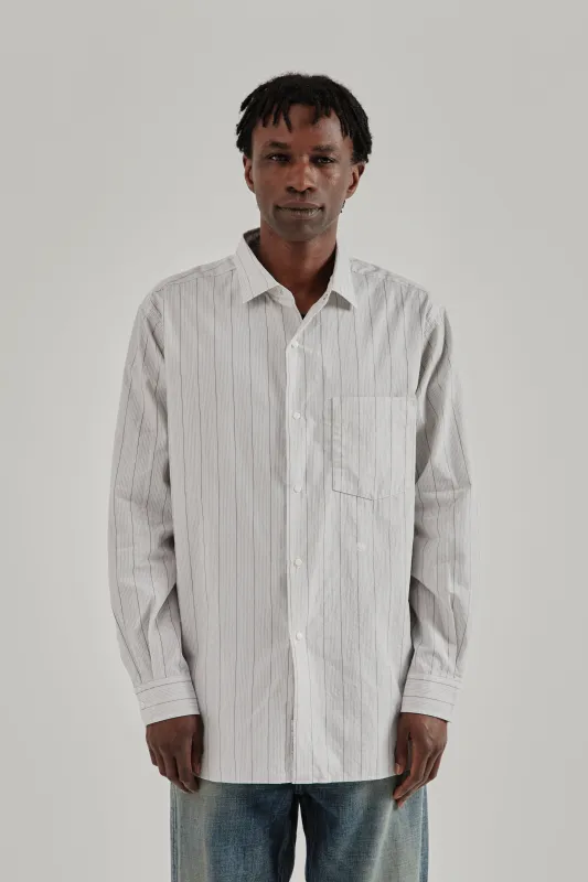 Regular Collar Stripe Wind Shirt - Gray made by Nanamica
