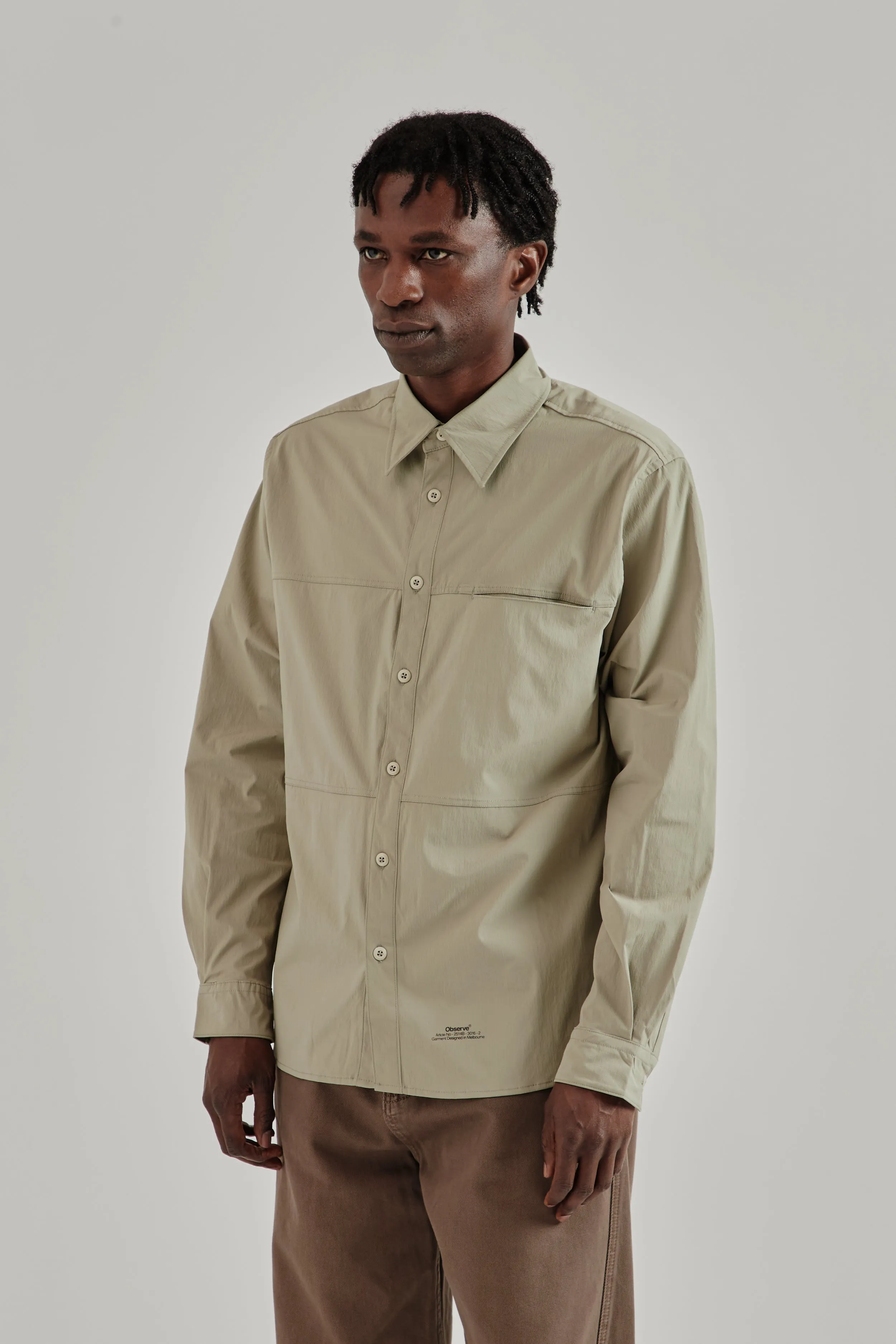 Crinkled Rip-Stop Panel Shirt - Sage sold by Wallace Mercantile product image thumbnail 4