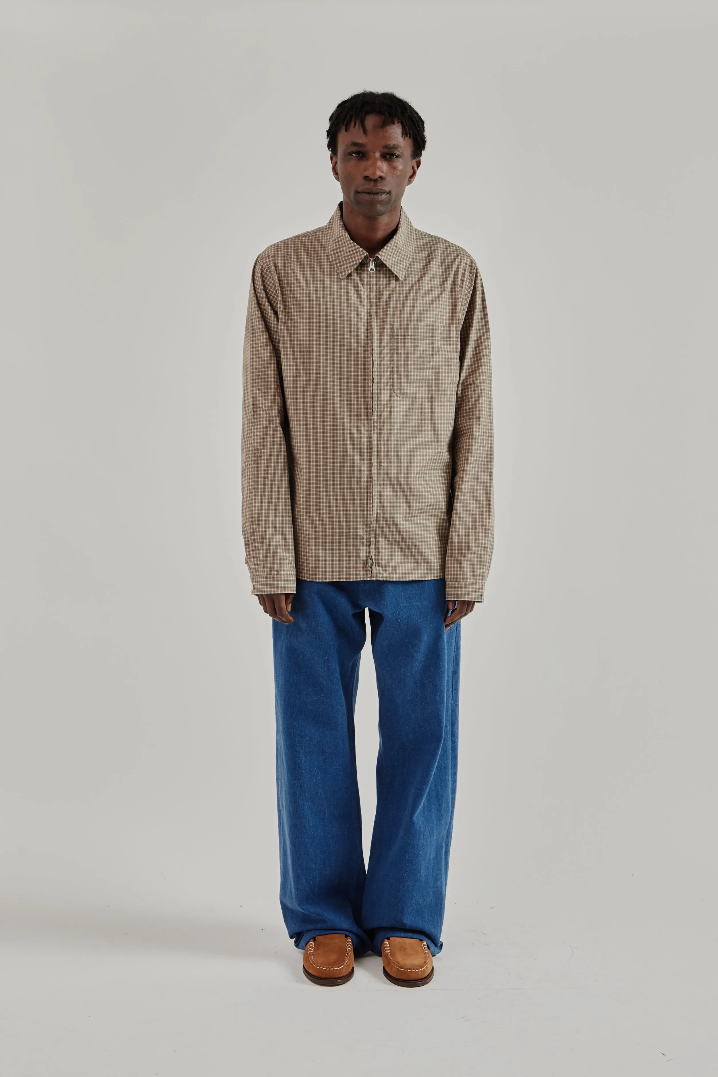 Another Zip Shirt 1.0 JPN - Khaki/Brown Check sold by Wallace Mercantile product image thumbnail 3