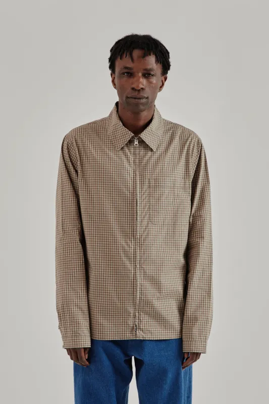 Another Zip Shirt 1.0 JPN - Khaki/Brown Check sold by Wallace Mercantile