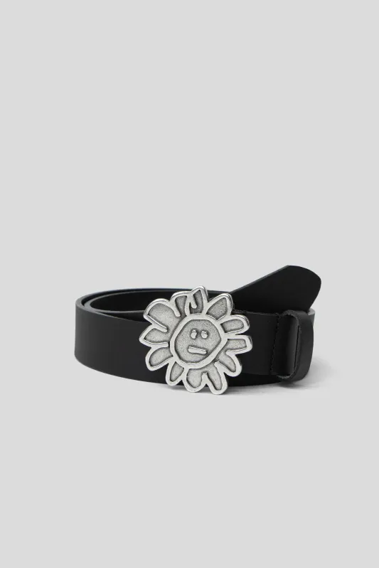Flower Buckle Belt - Black made by Sunflower