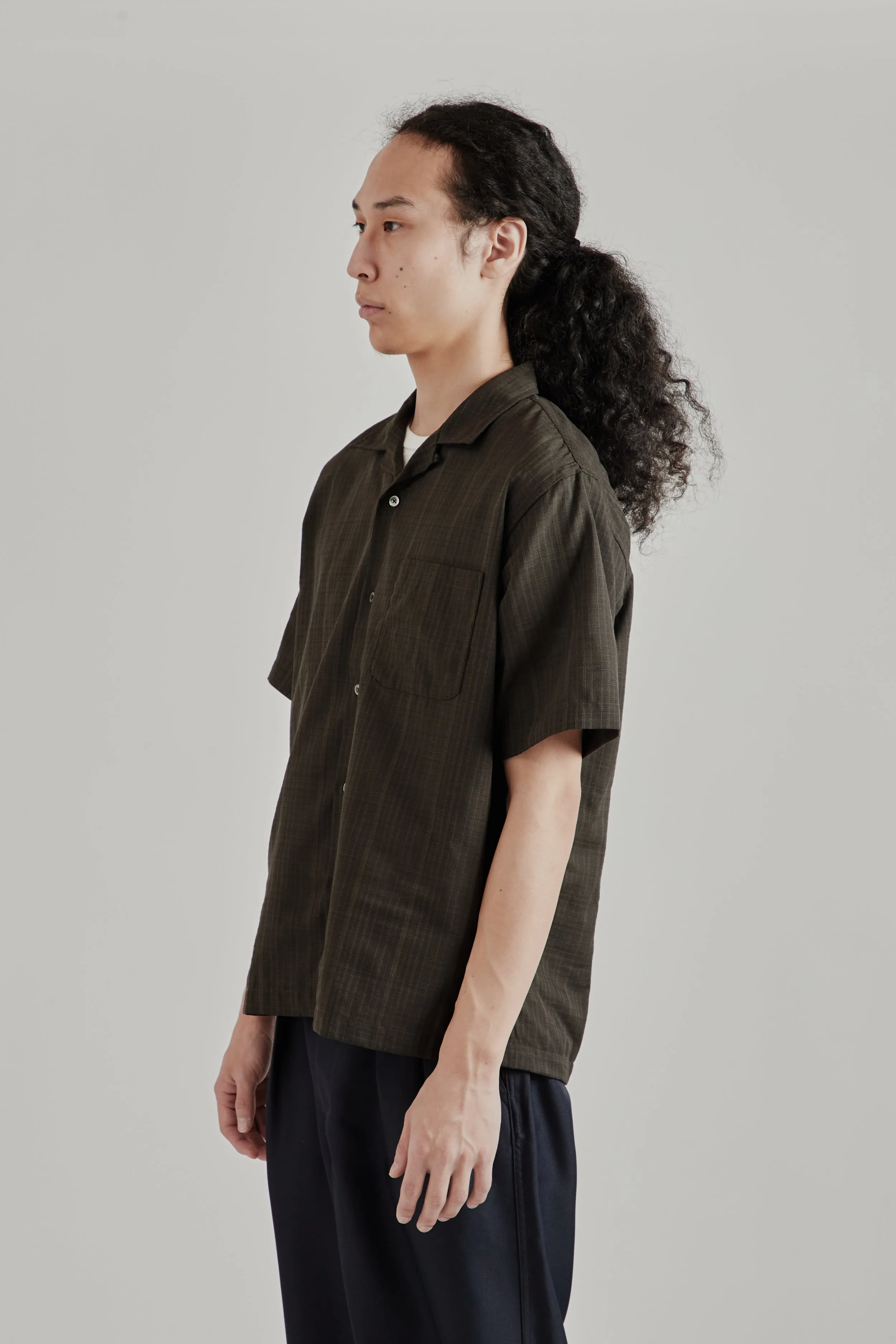 Open Collar Panama Short Sleeve Shirt - Charcoal sold by Wallace Mercantile product image thumbnail 3