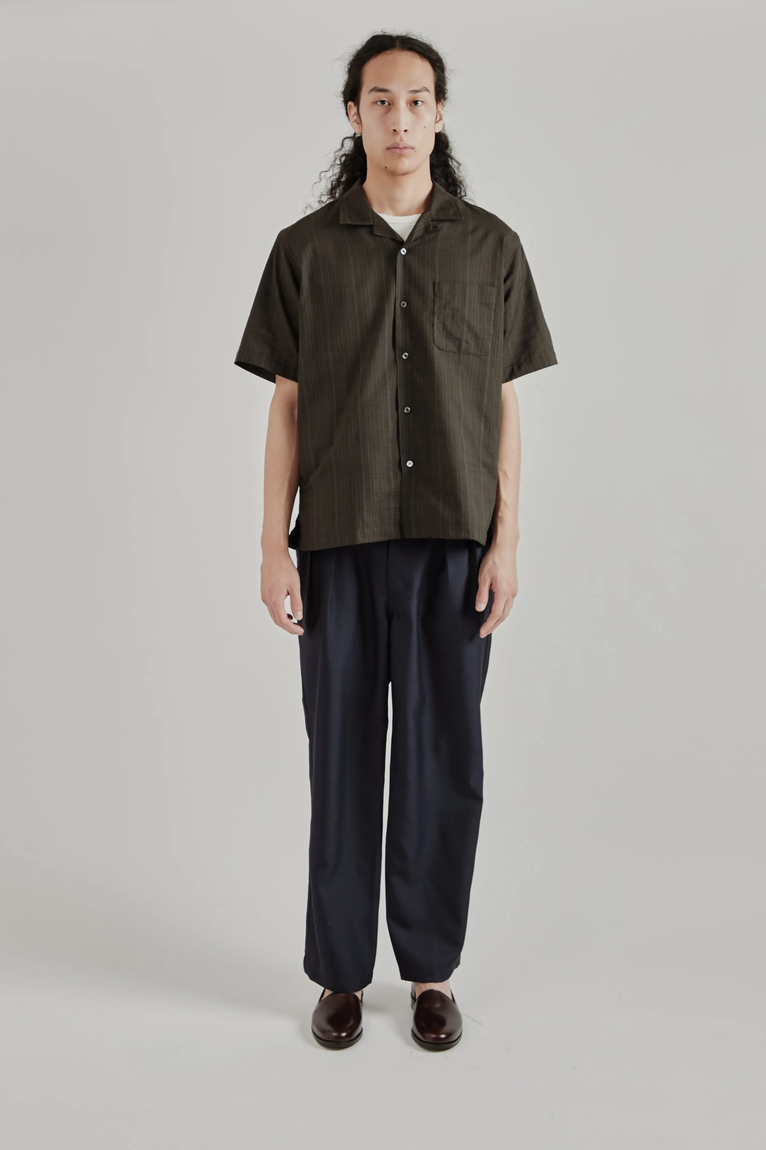 Open Collar Panama Short Sleeve Shirt - Charcoal sold by Wallace Mercantile product image thumbnail 2