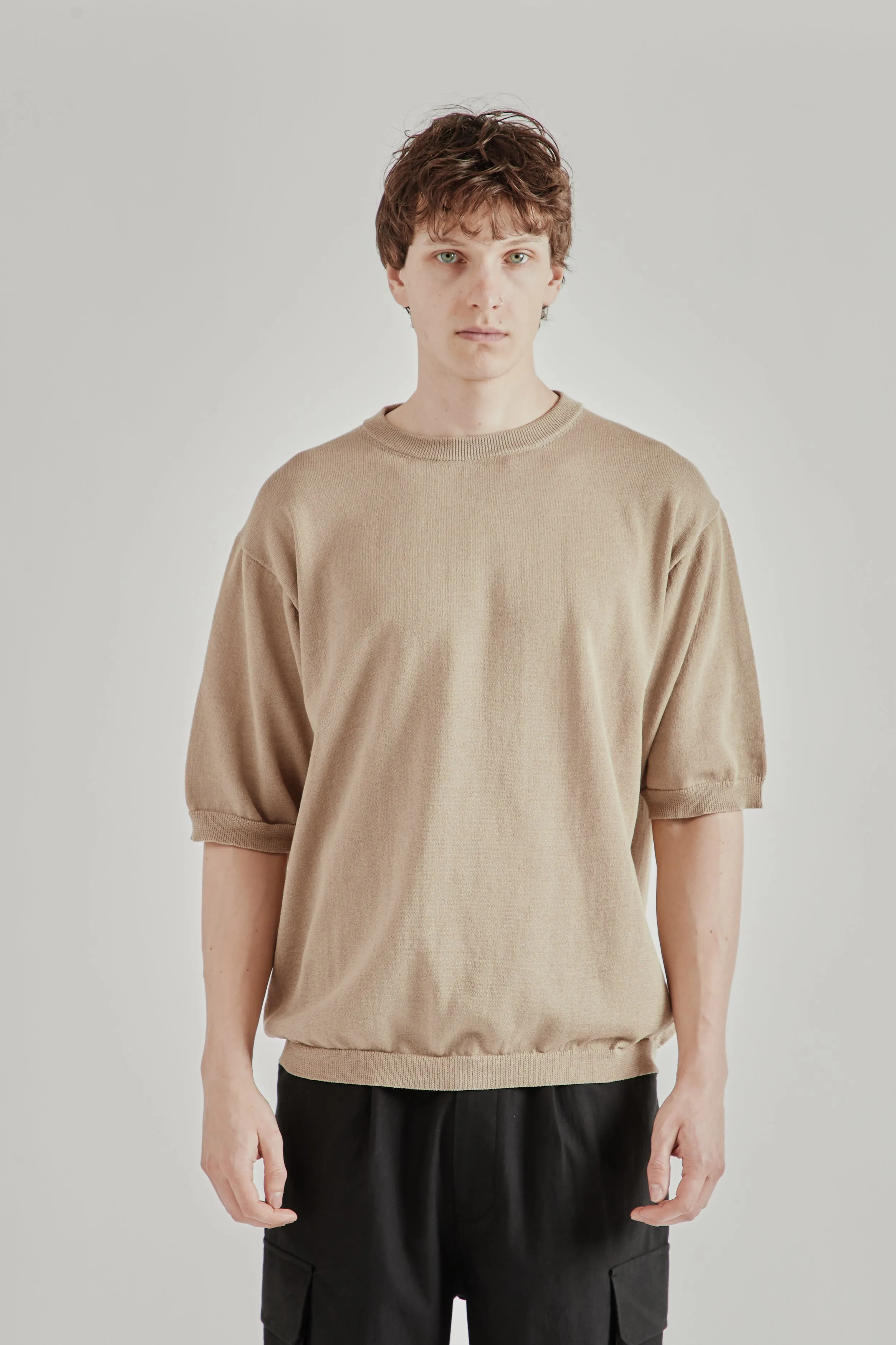 Half Sleeve Knit T-Shirt - Khaki Beige sold by Wallace Mercantile