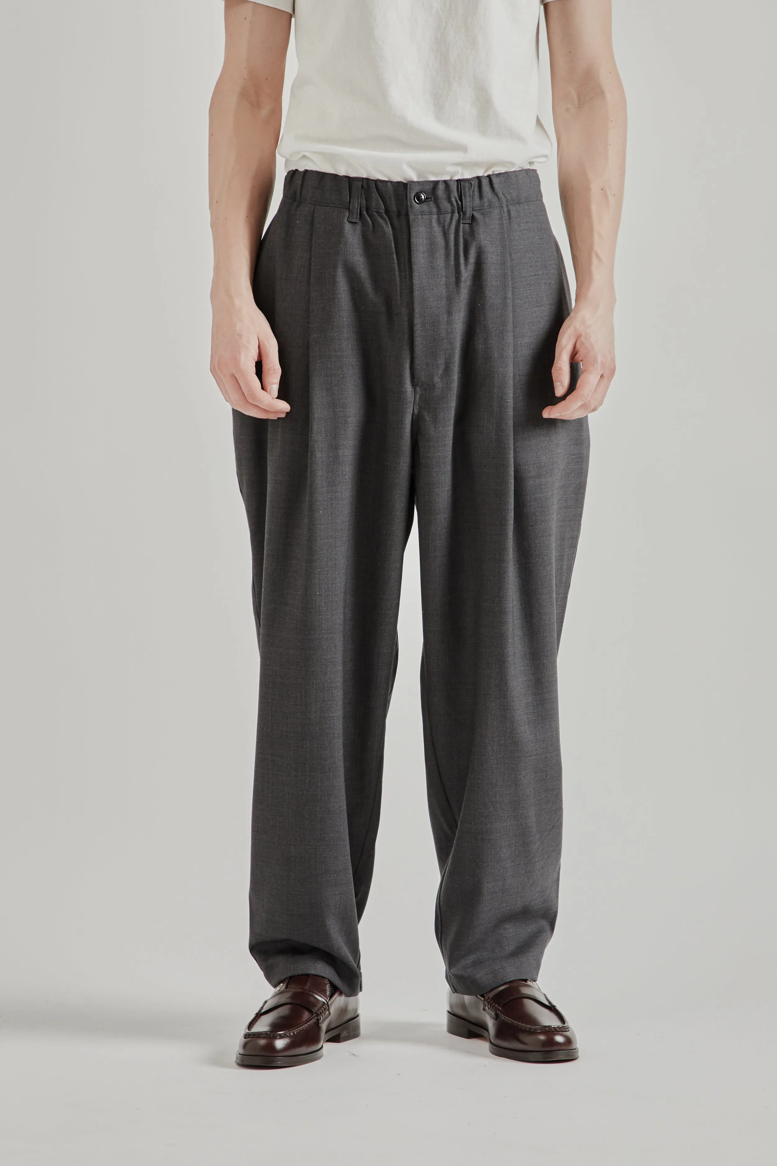 Summer Wool Wide Pants - Charcoal sold by Wallace Mercantile