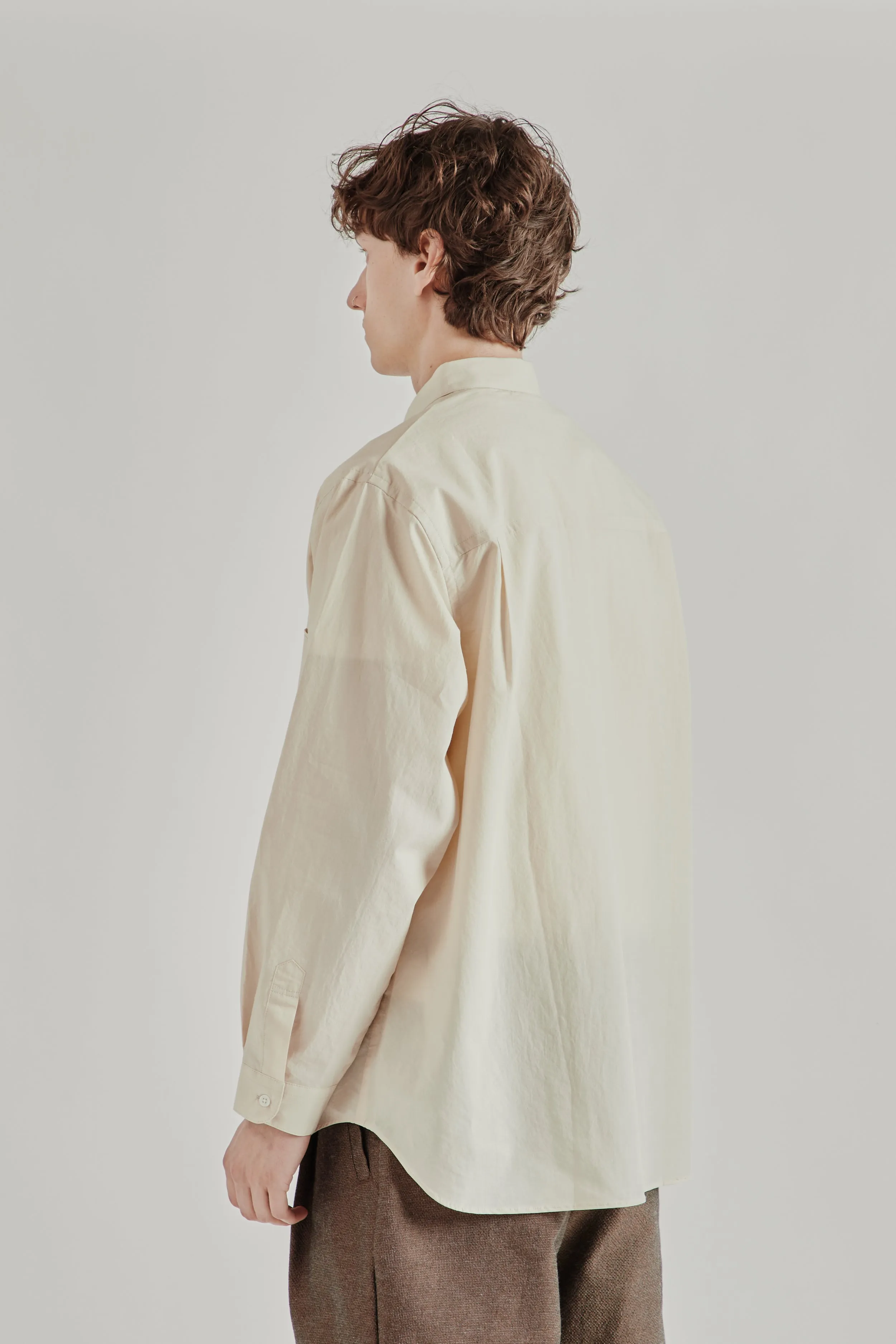 Linen Mixed Narrow Collar Shirt - Light Beige sold by Wallace Mercantile product image thumbnail 5