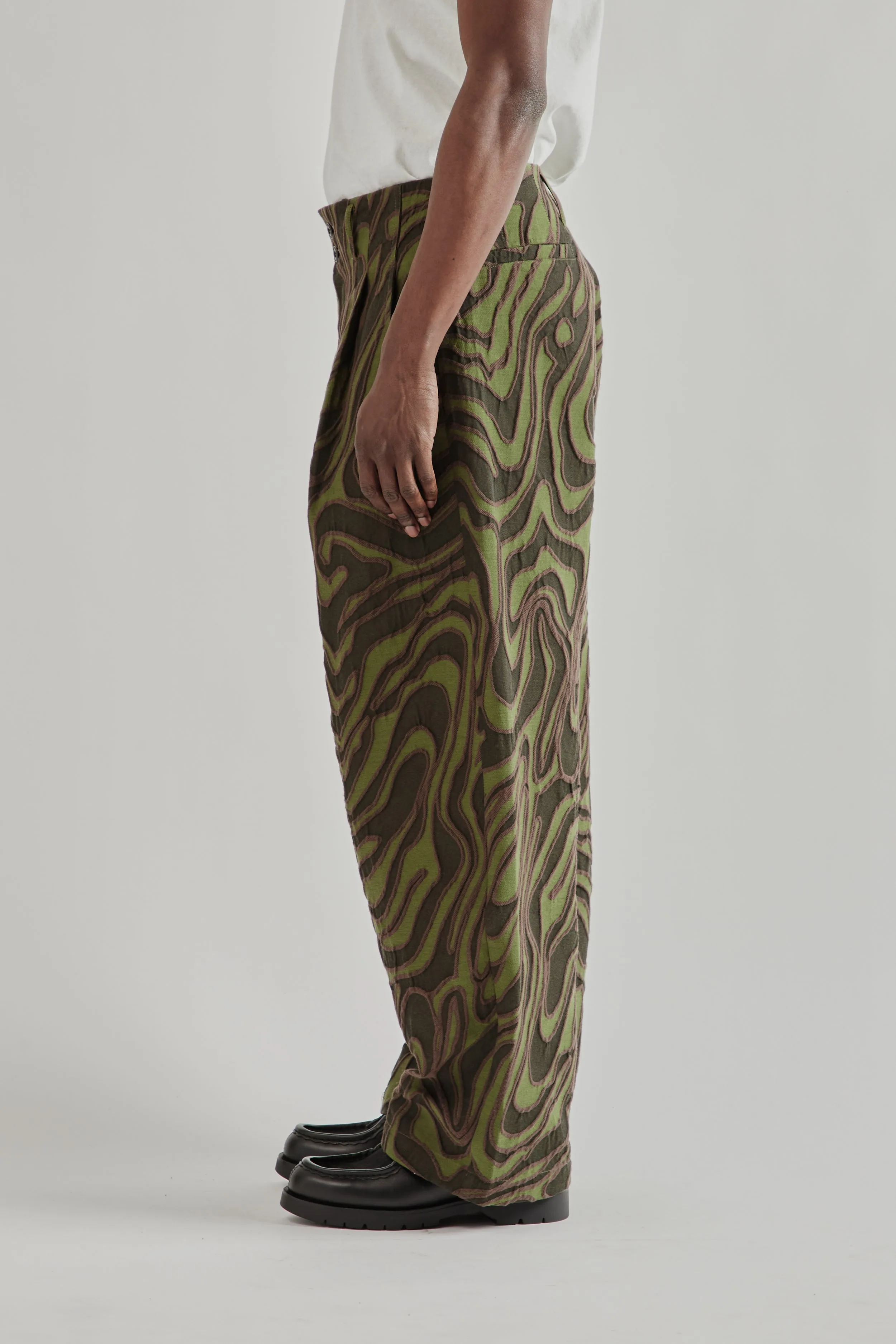 Wide Leg Pleated Trouser - Olive sold by Wallace Mercantile product image thumbnail 4