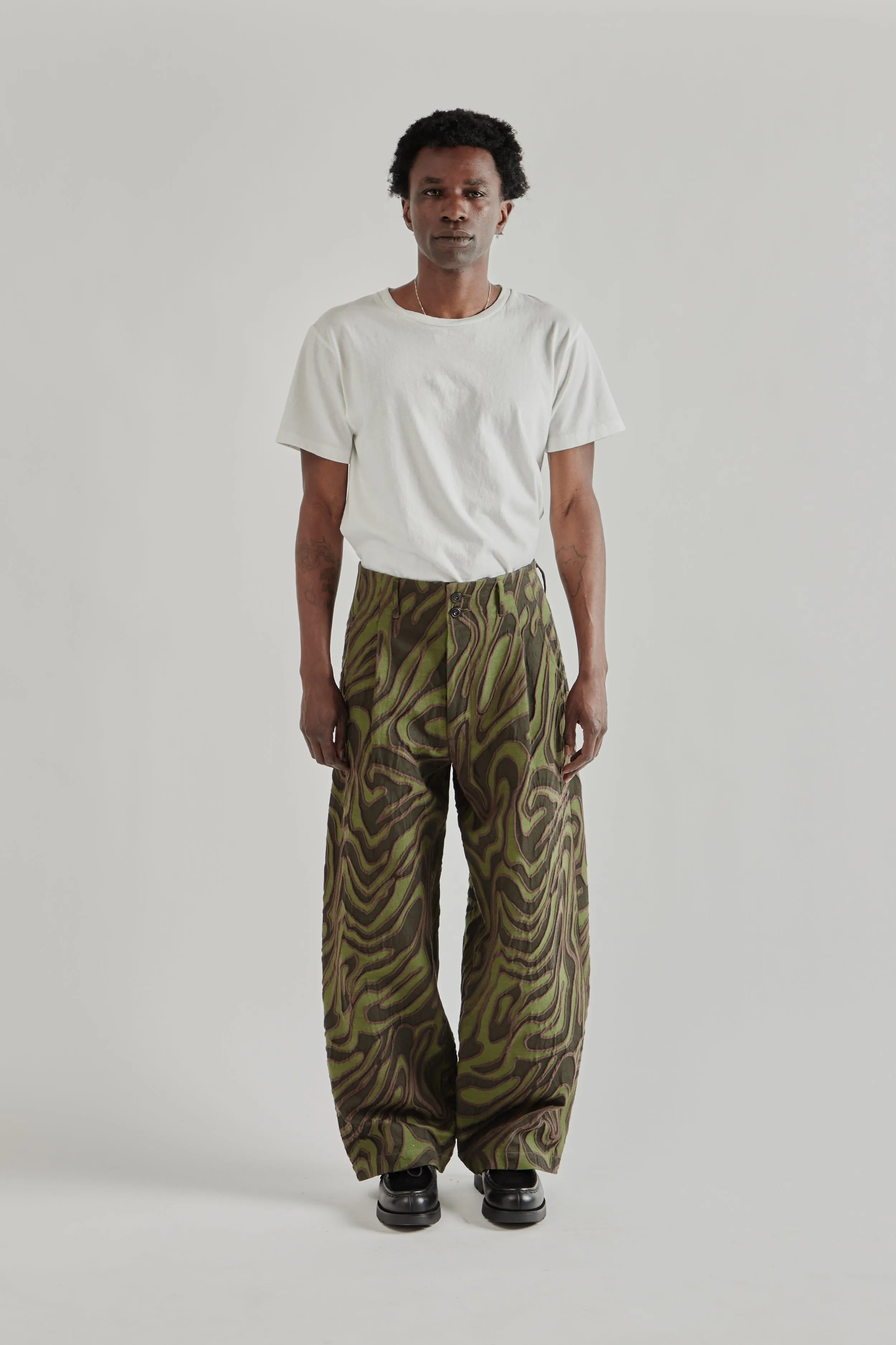 Wide Leg Pleated Trouser - Olive sold by Wallace Mercantile product image thumbnail 3