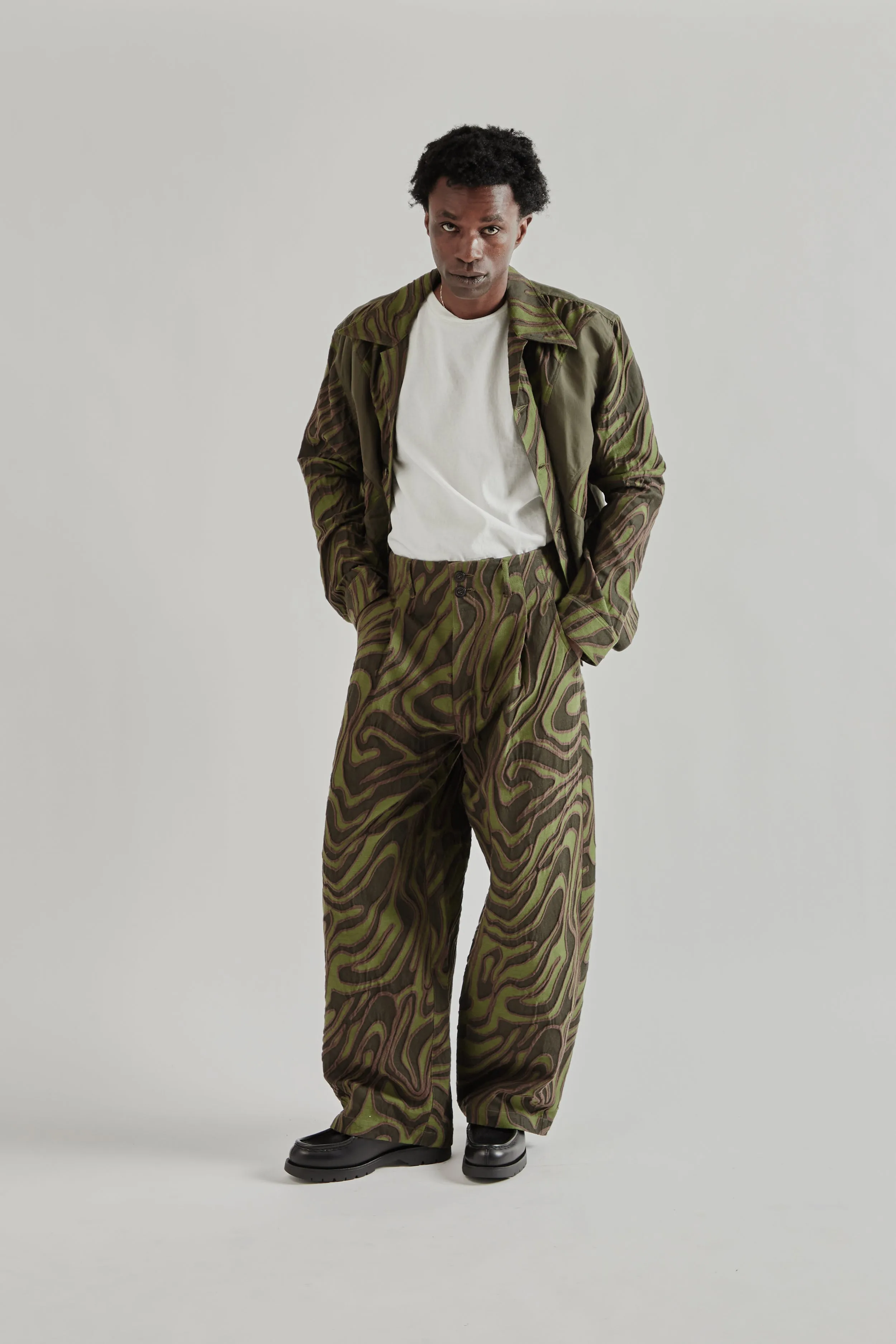 Wide Leg Pleated Trouser - Olive sold by Wallace Mercantile product image thumbnail 2