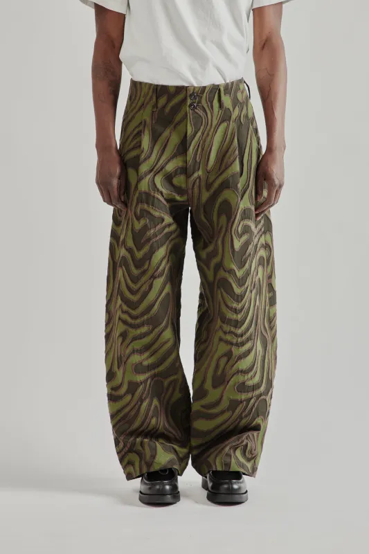 Wide Leg Pleated Trouser - Olive made by Nicholas Daley