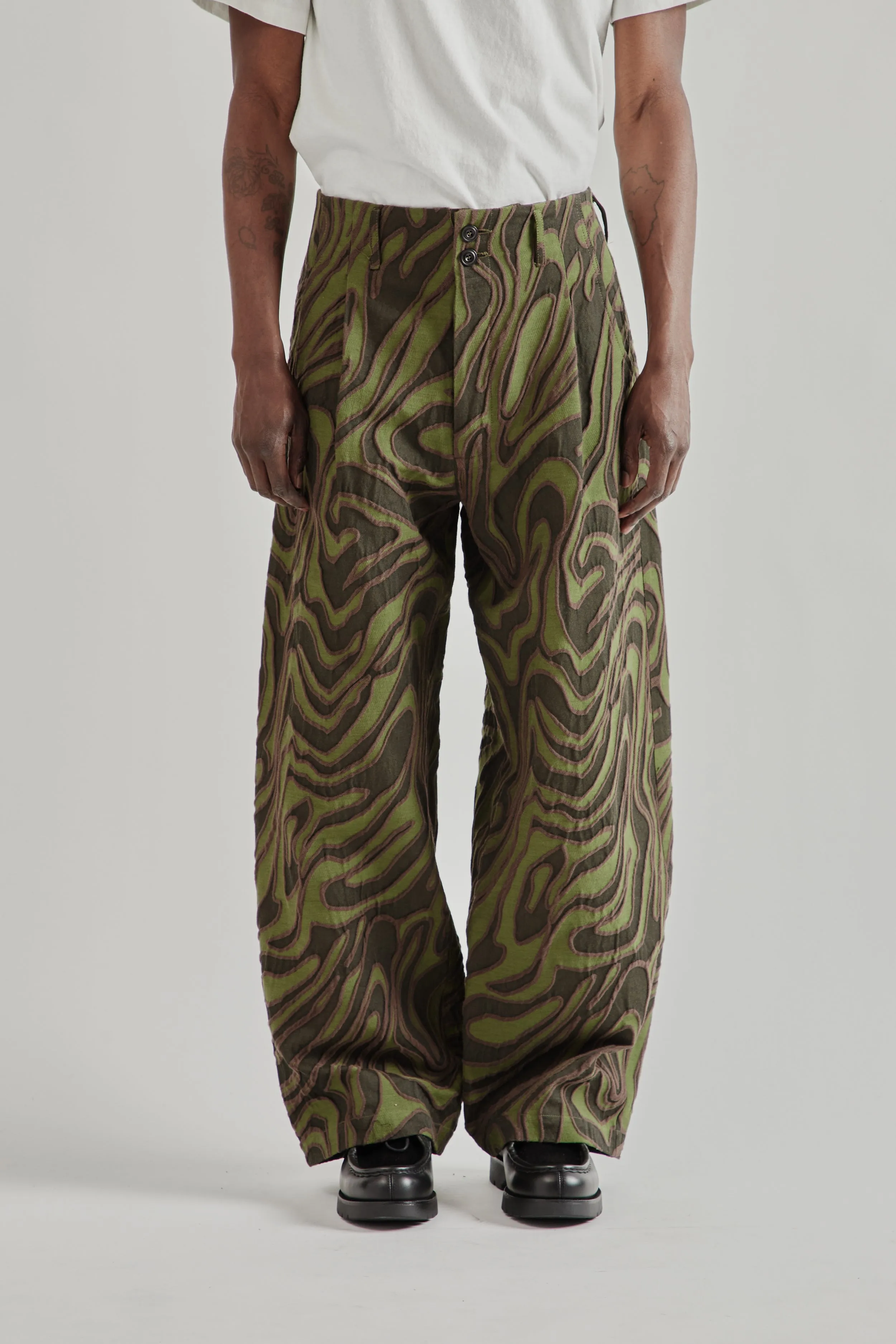 Wide Leg Pleated Trouser - Olive sold by Wallace Mercantile
