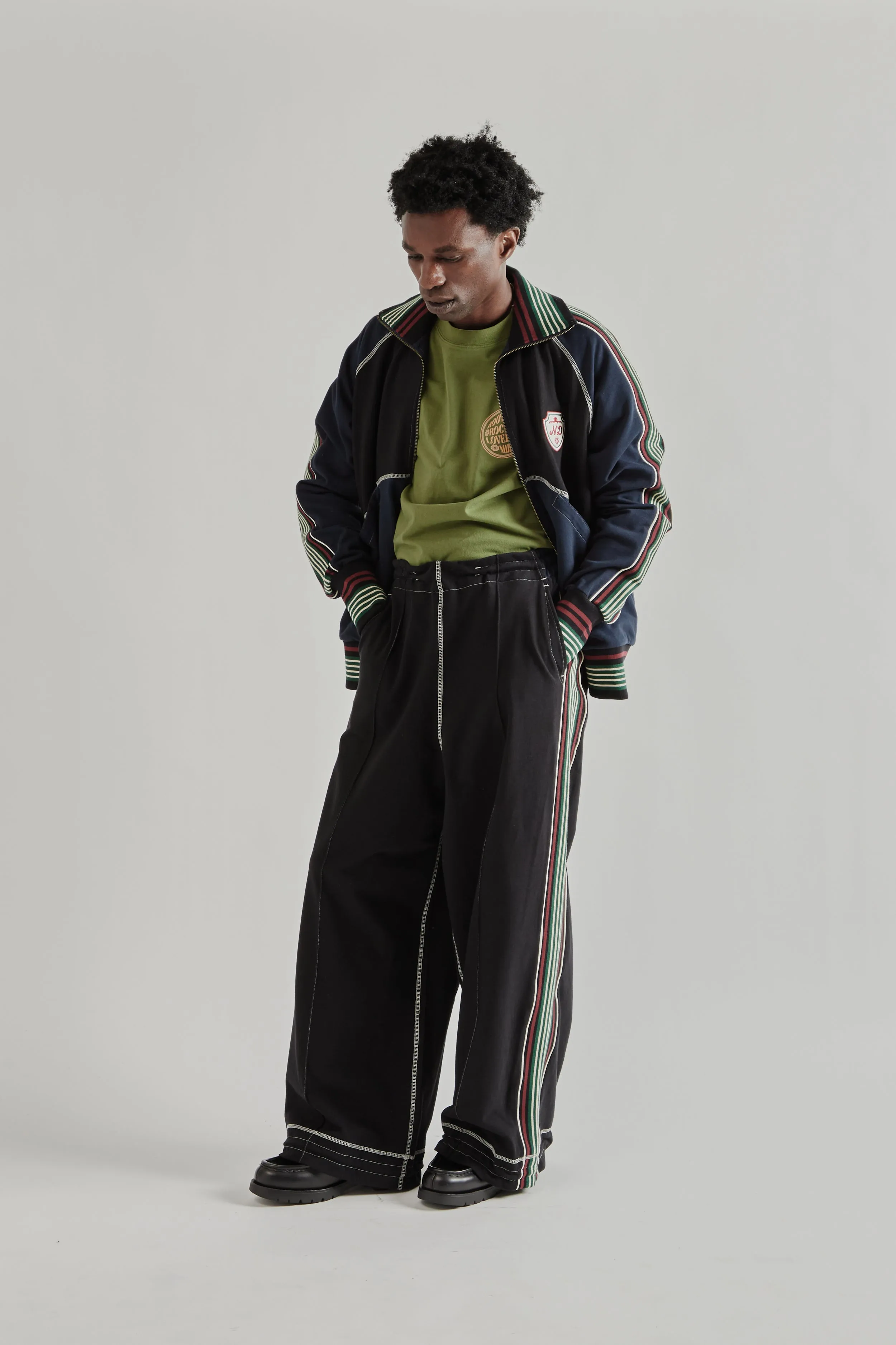 Wide Leg Track Pant - Black/Navy sold by Wallace Mercantile product image thumbnail 2