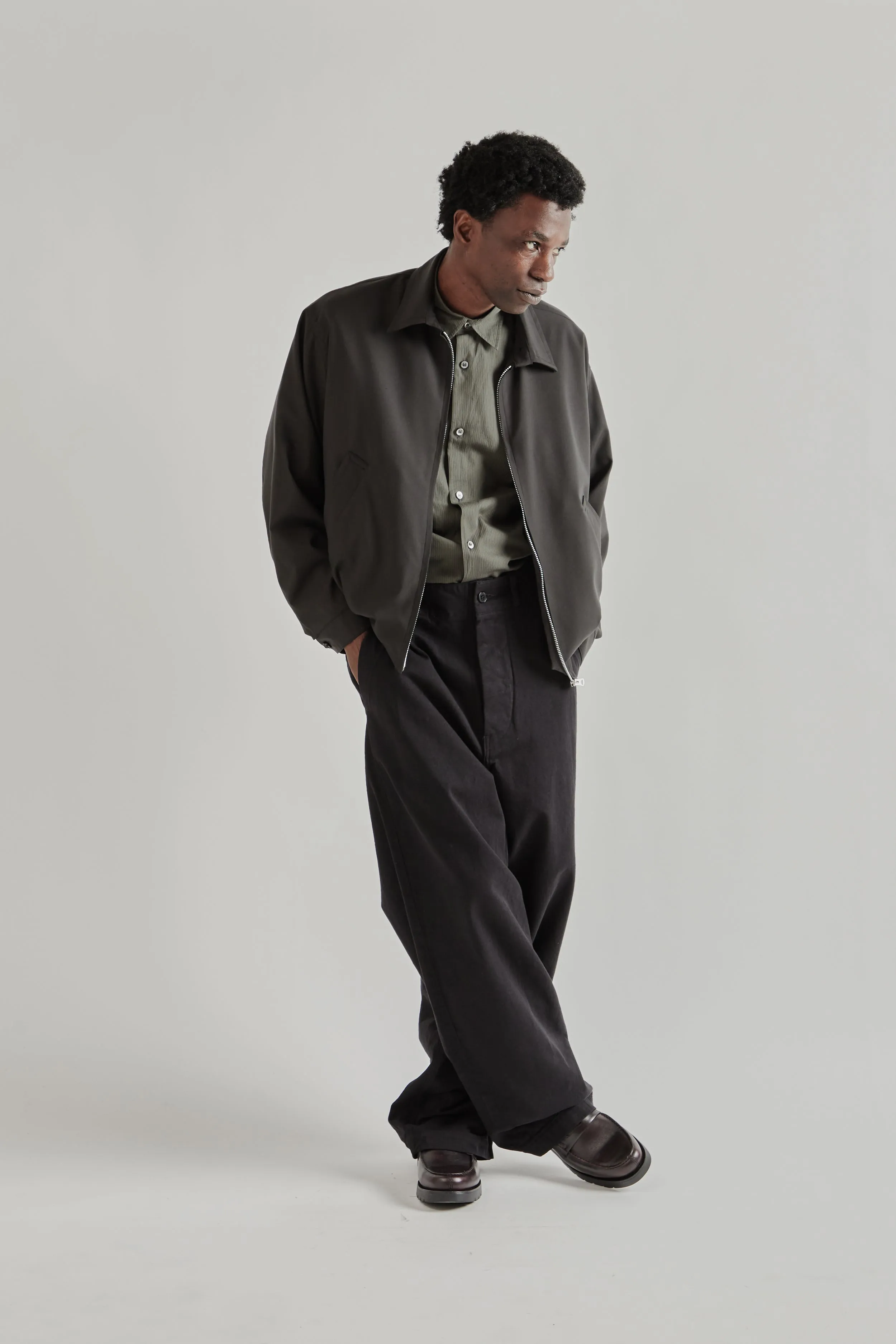 Wool Poplin Zip Blouson - Ink Black sold by Wallace Mercantile product image thumbnail 2