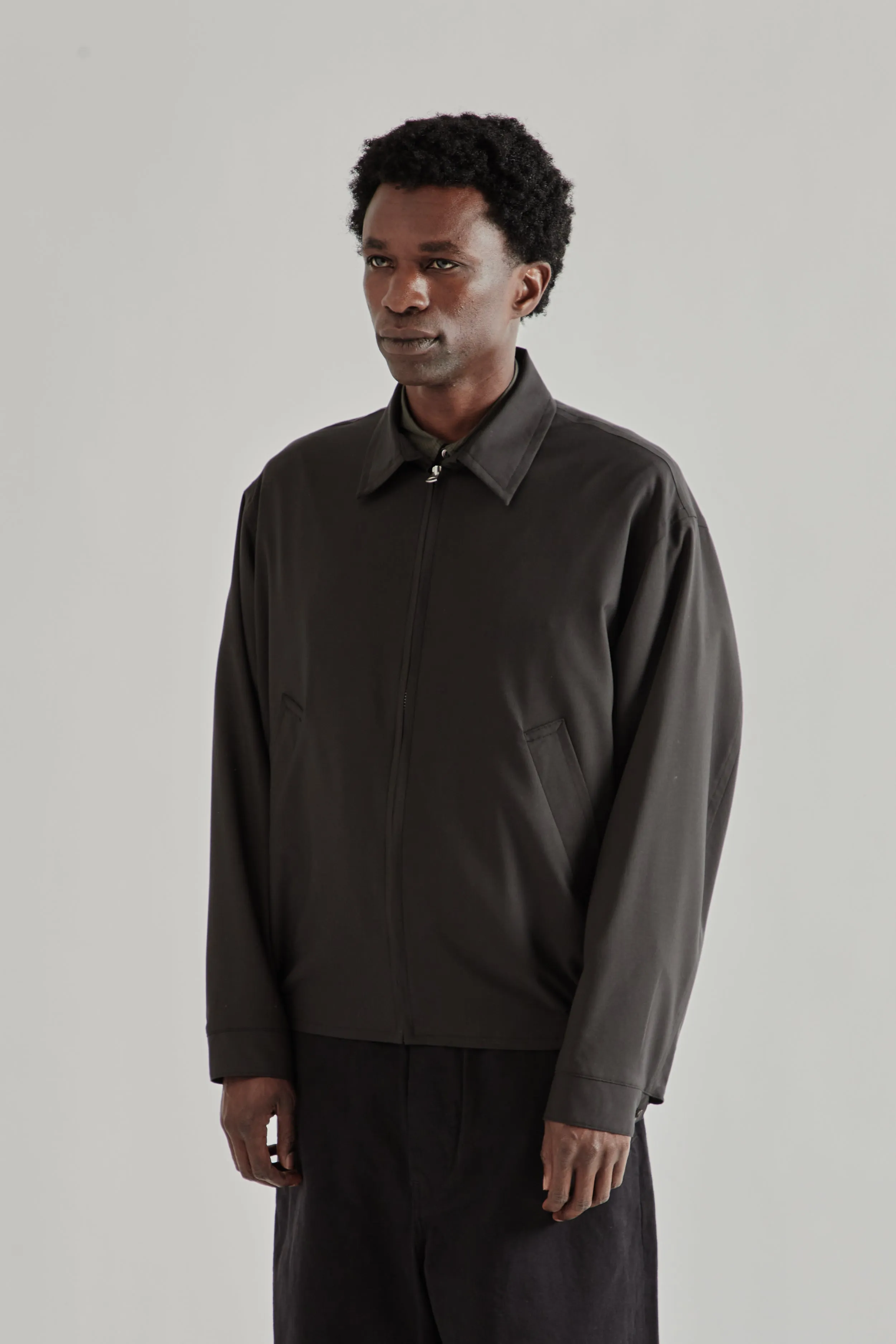 Wool Poplin Zip Blouson - Ink Black sold by Wallace Mercantile product image thumbnail 4