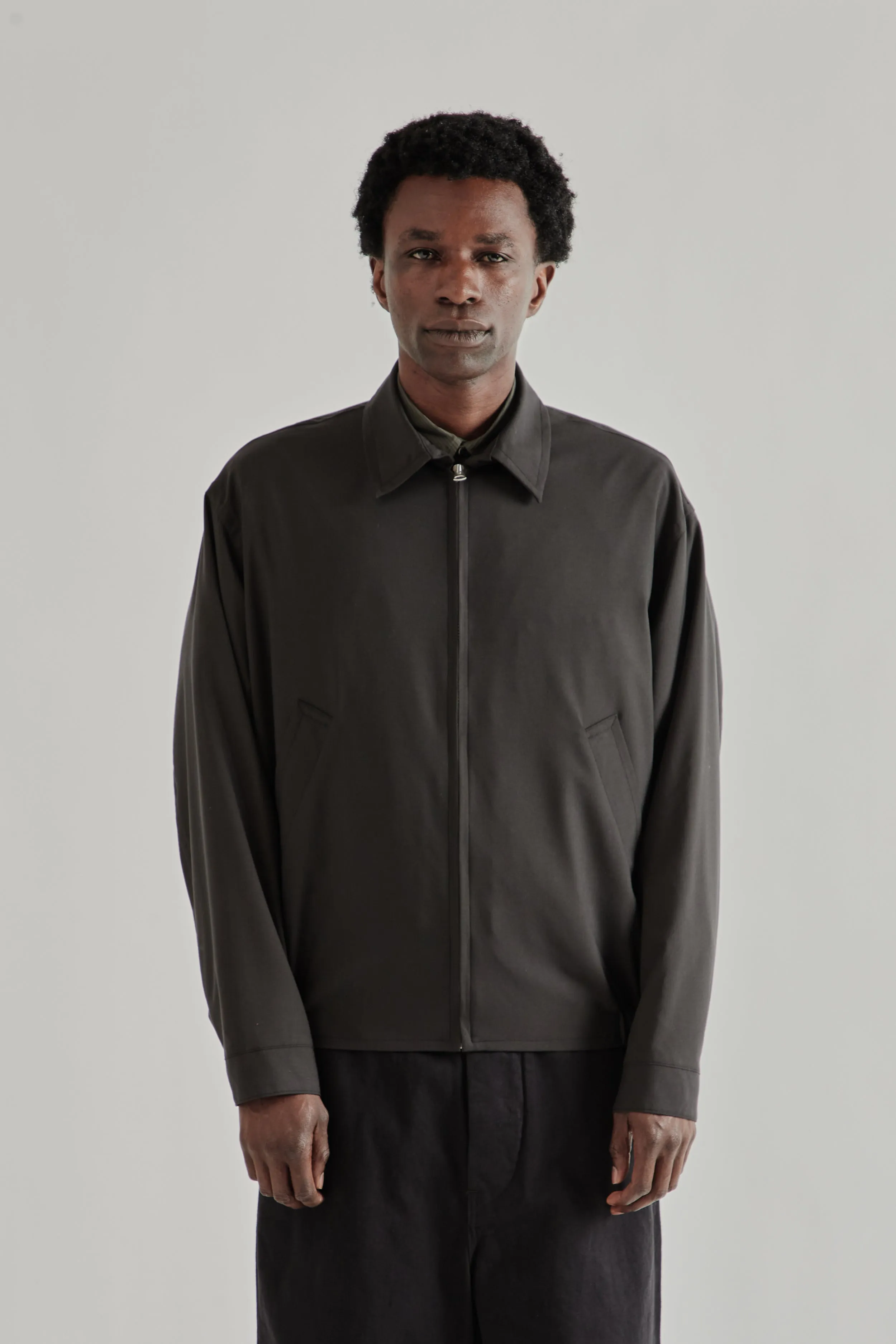 Wool Poplin Zip Blouson - Ink Black sold by Wallace Mercantile