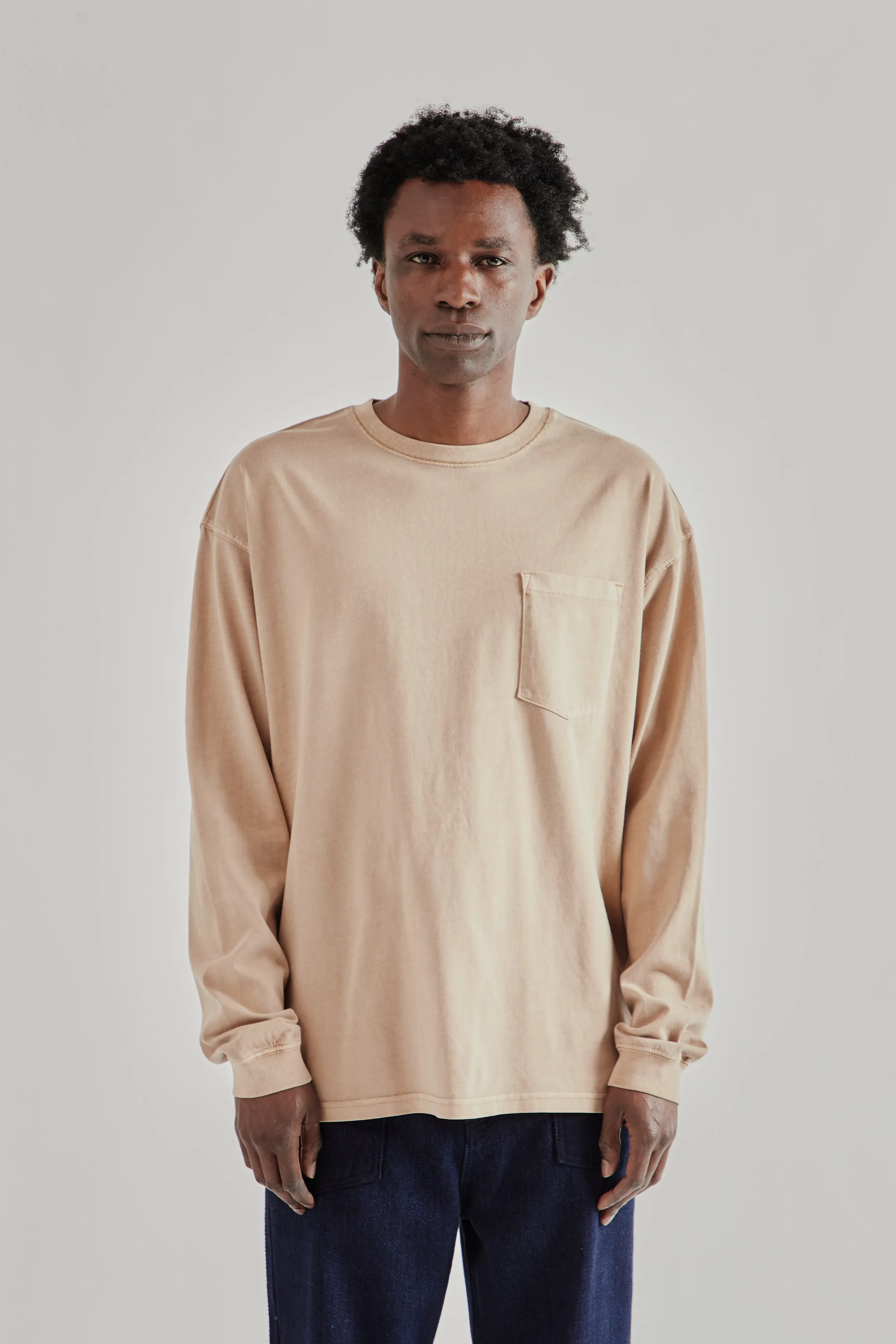 Pigment Pocket Long Sleeve Tee - Beige sold by Wallace Mercantile