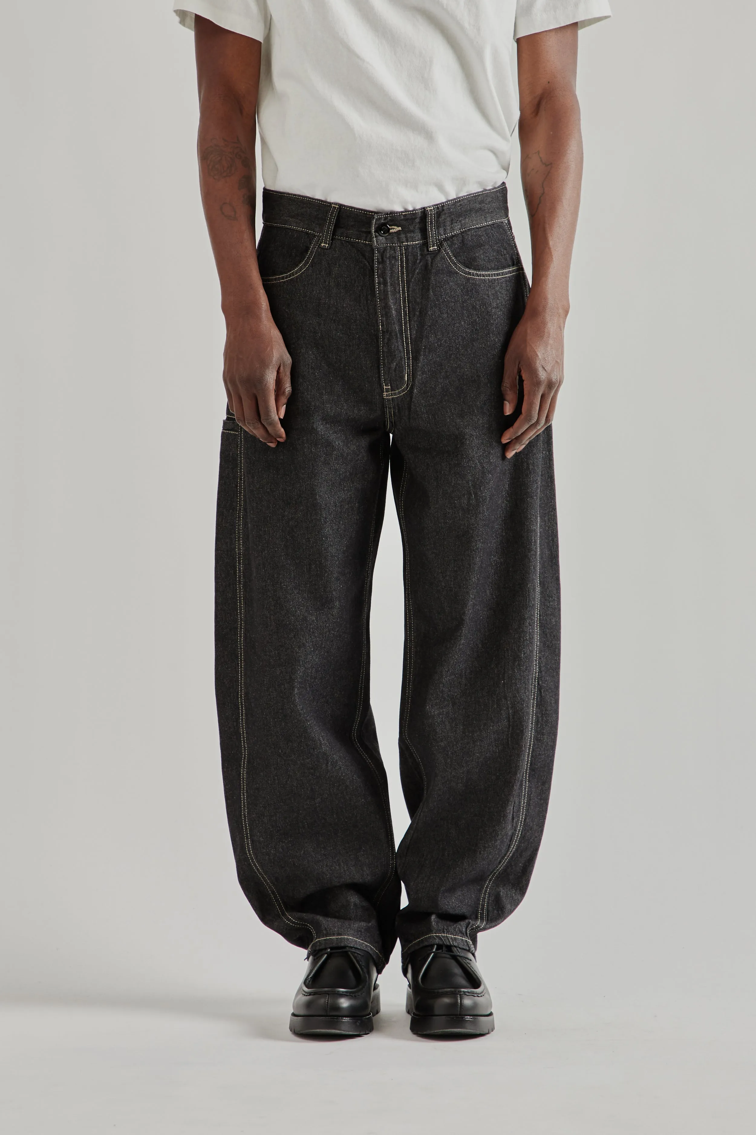 Curved Denim Pants - Black sold by Wallace Mercantile