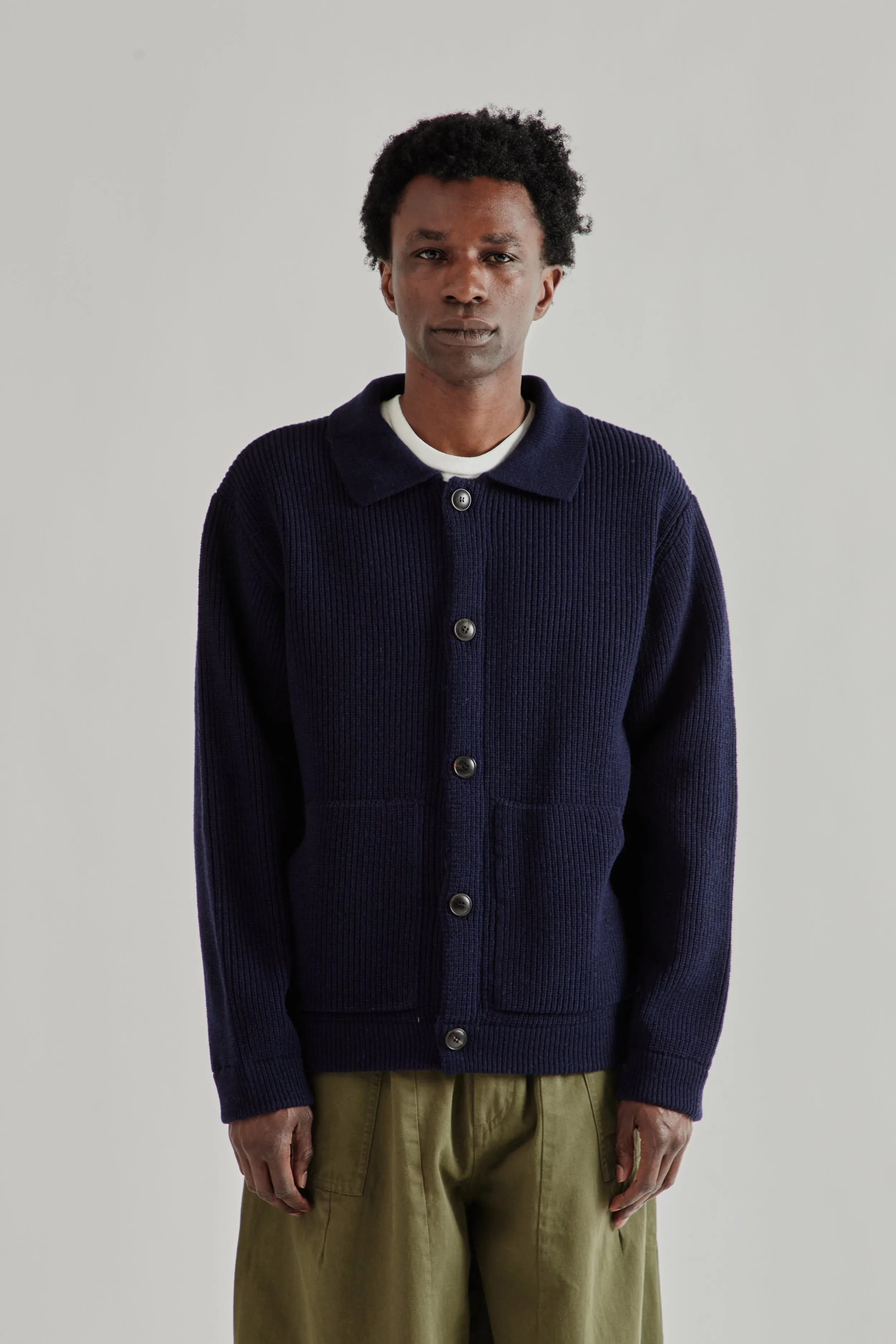 Ultra Heavyweight Collar Cardigan - Navy sold by Wallace Mercantile
