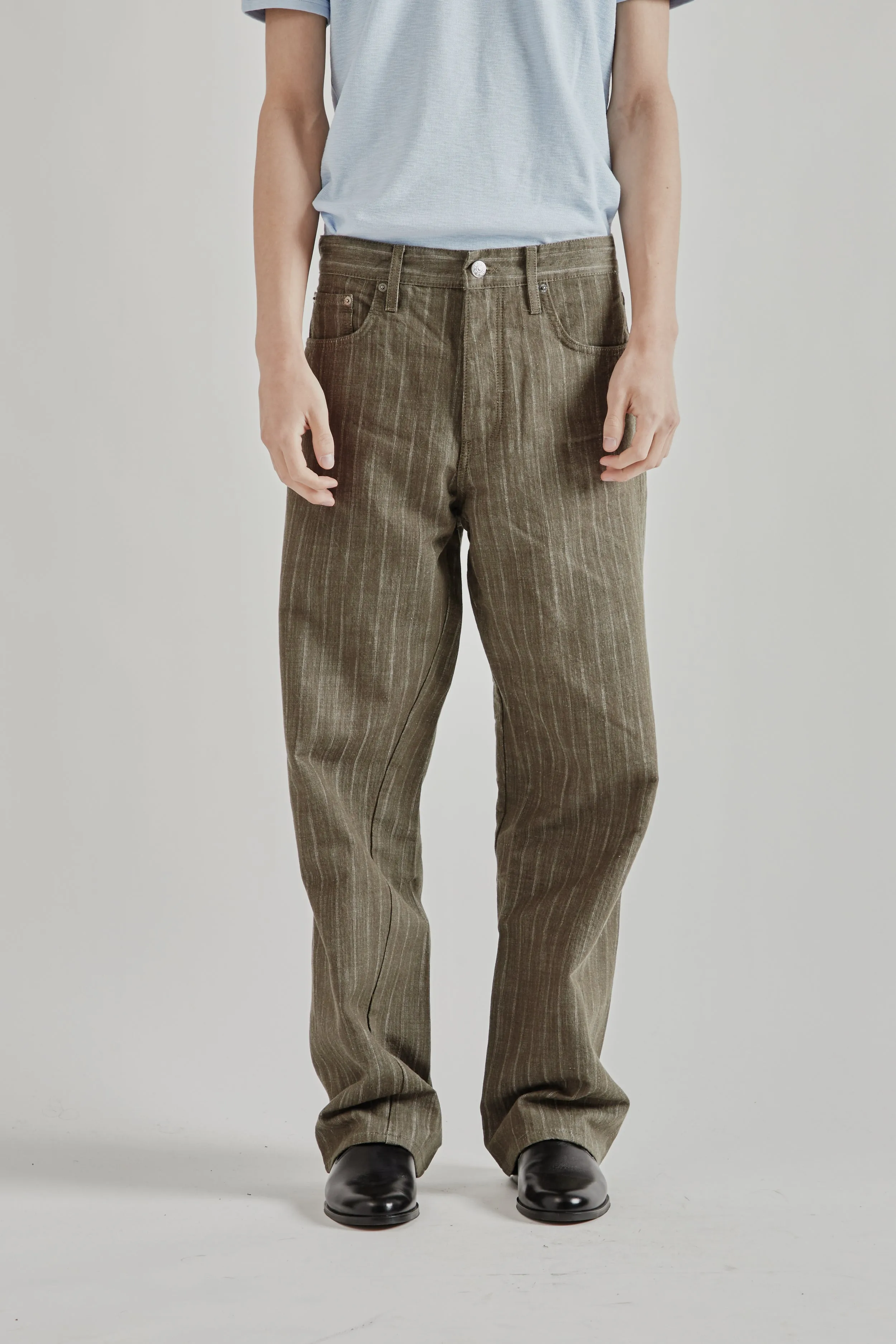 Wide Twist Denim - Stripe Khaki sold by Wallace Mercantile