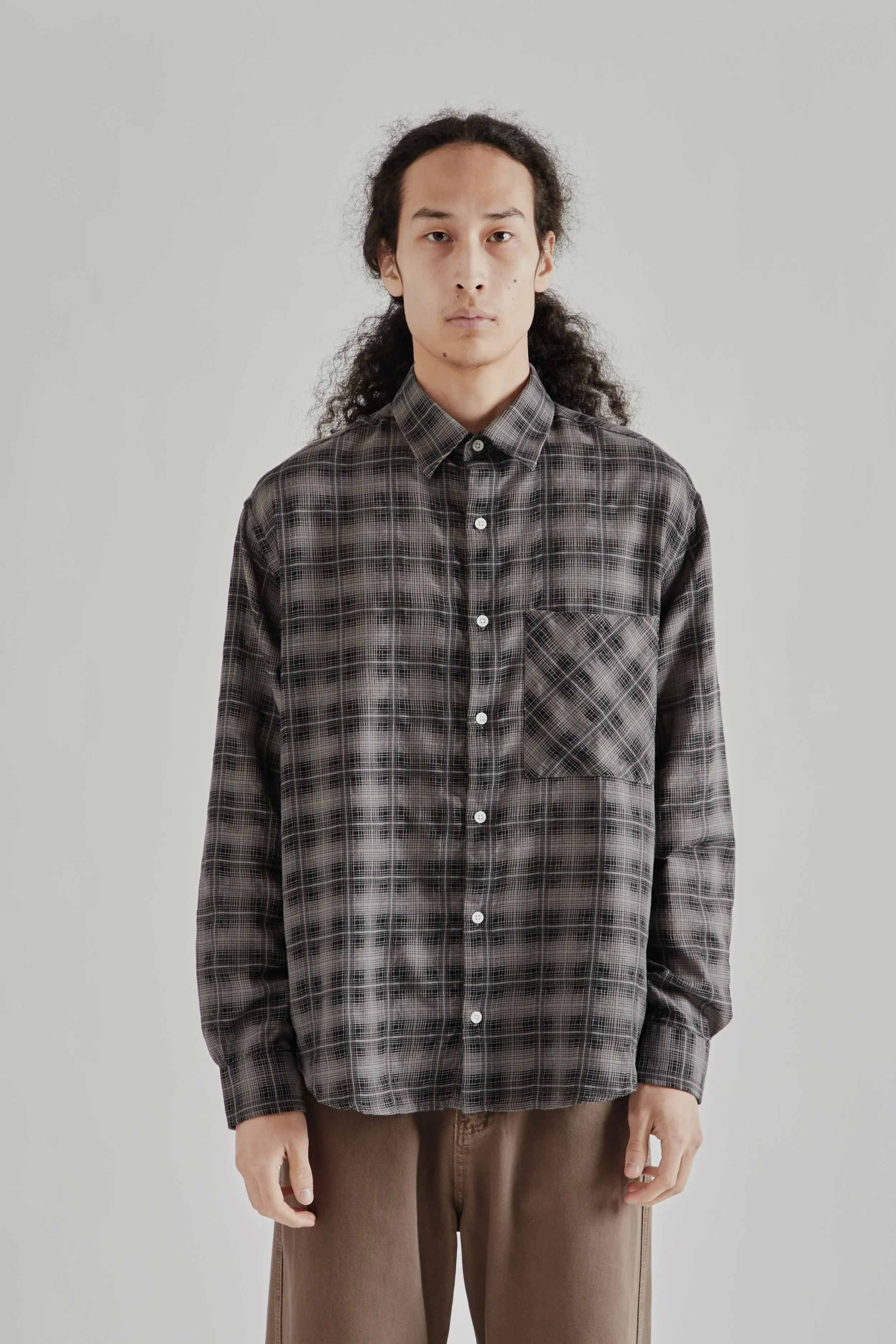 Oversized Merino Shirt - Plaid Black sold by Wallace Mercantile