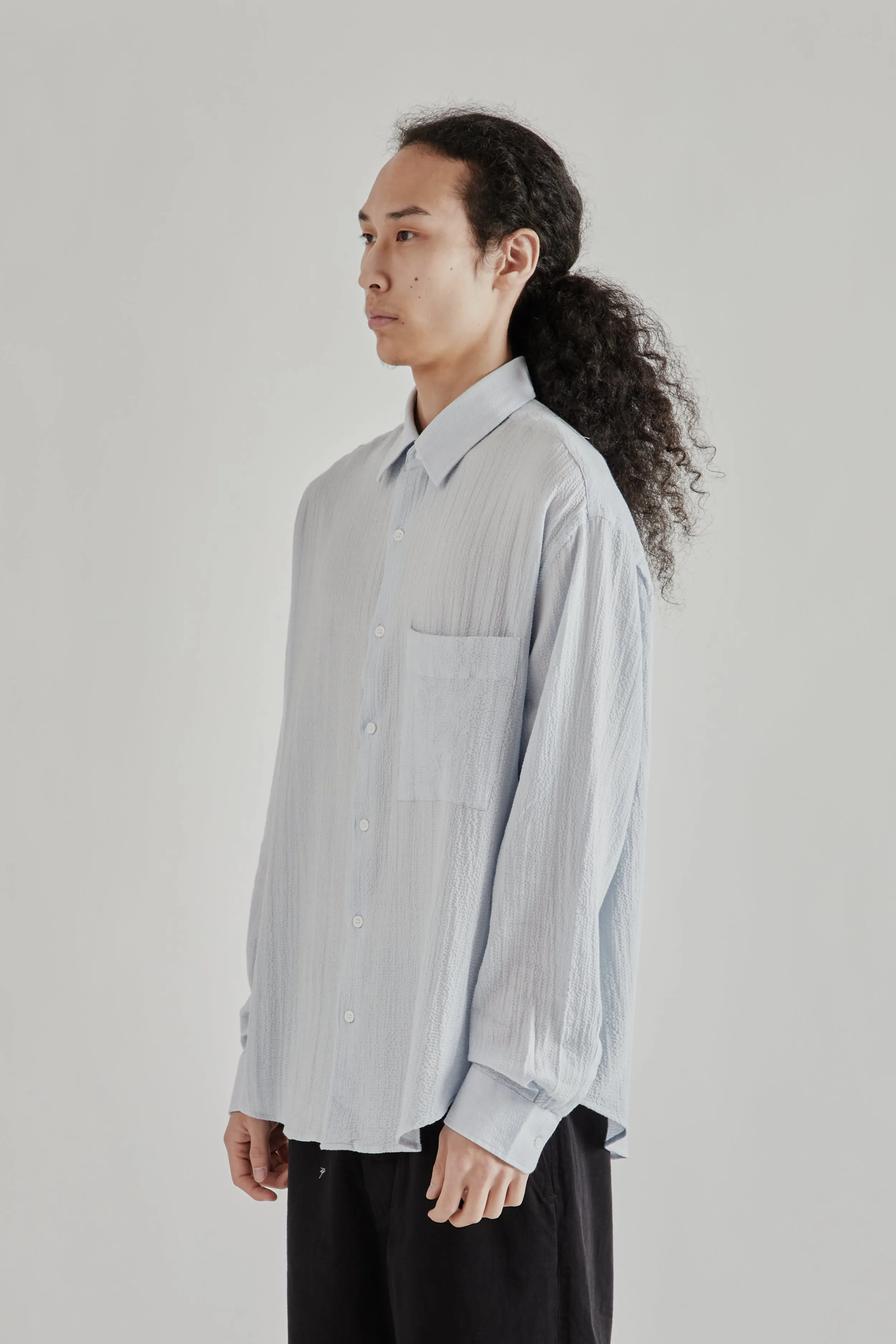 Oversized Seersucker Shirt - Light Blue sold by Wallace Mercantile product image thumbnail 4