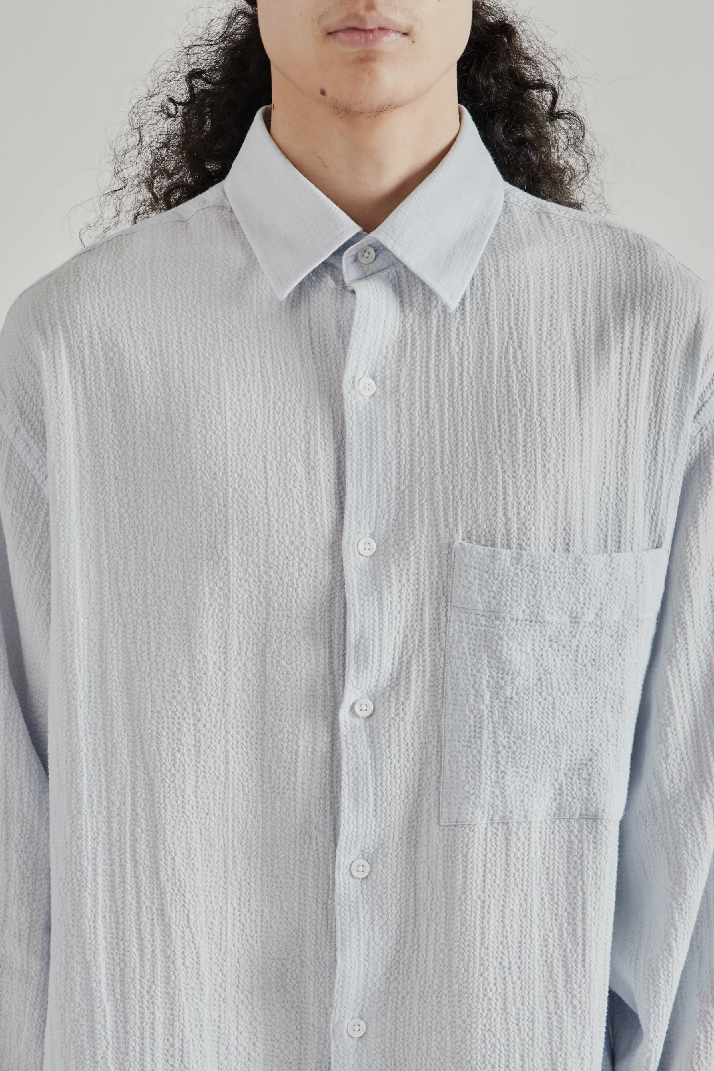 Oversized Seersucker Shirt - Light Blue sold by Wallace Mercantile product image thumbnail 5