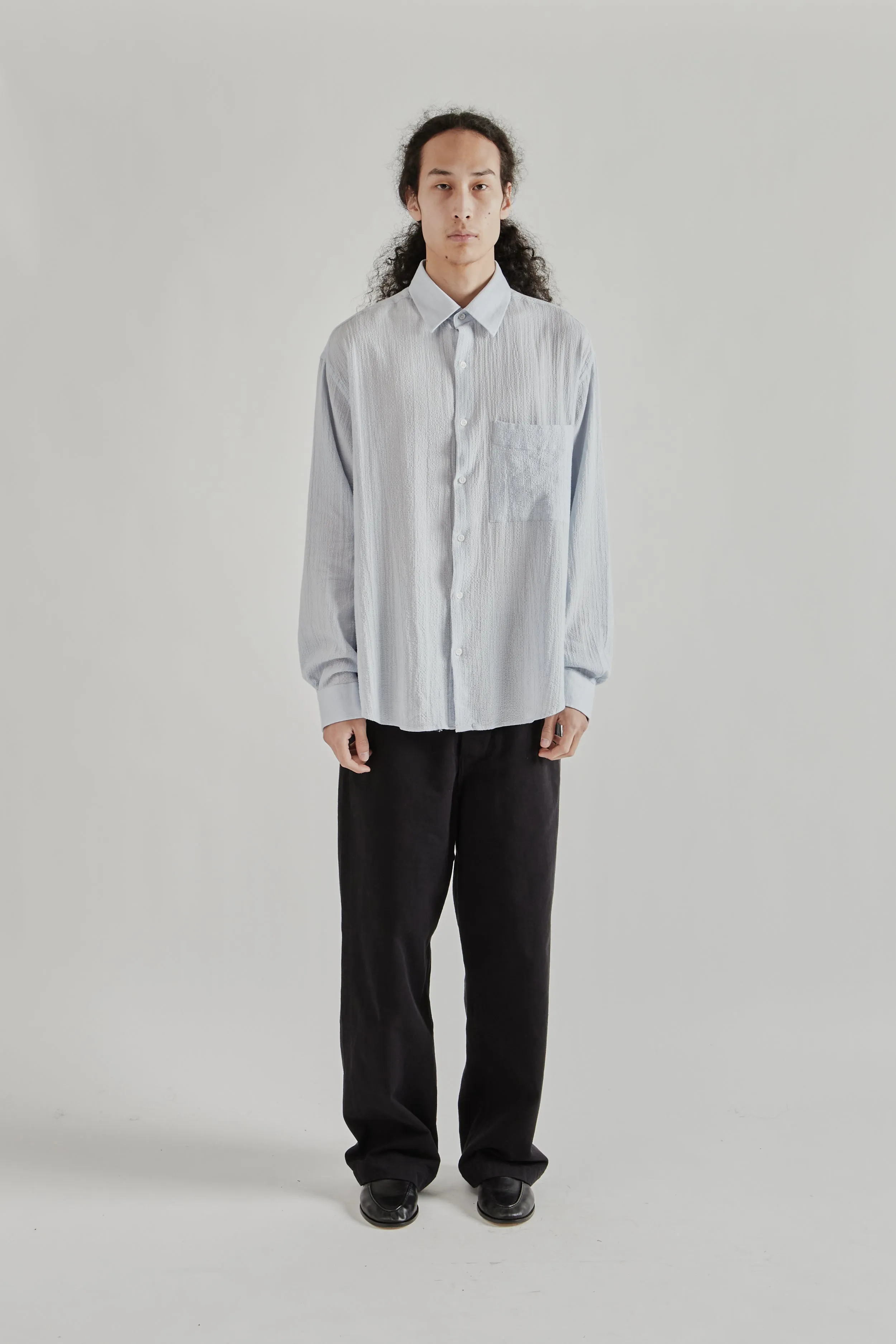 Oversized Seersucker Shirt - Light Blue sold by Wallace Mercantile product image thumbnail 3