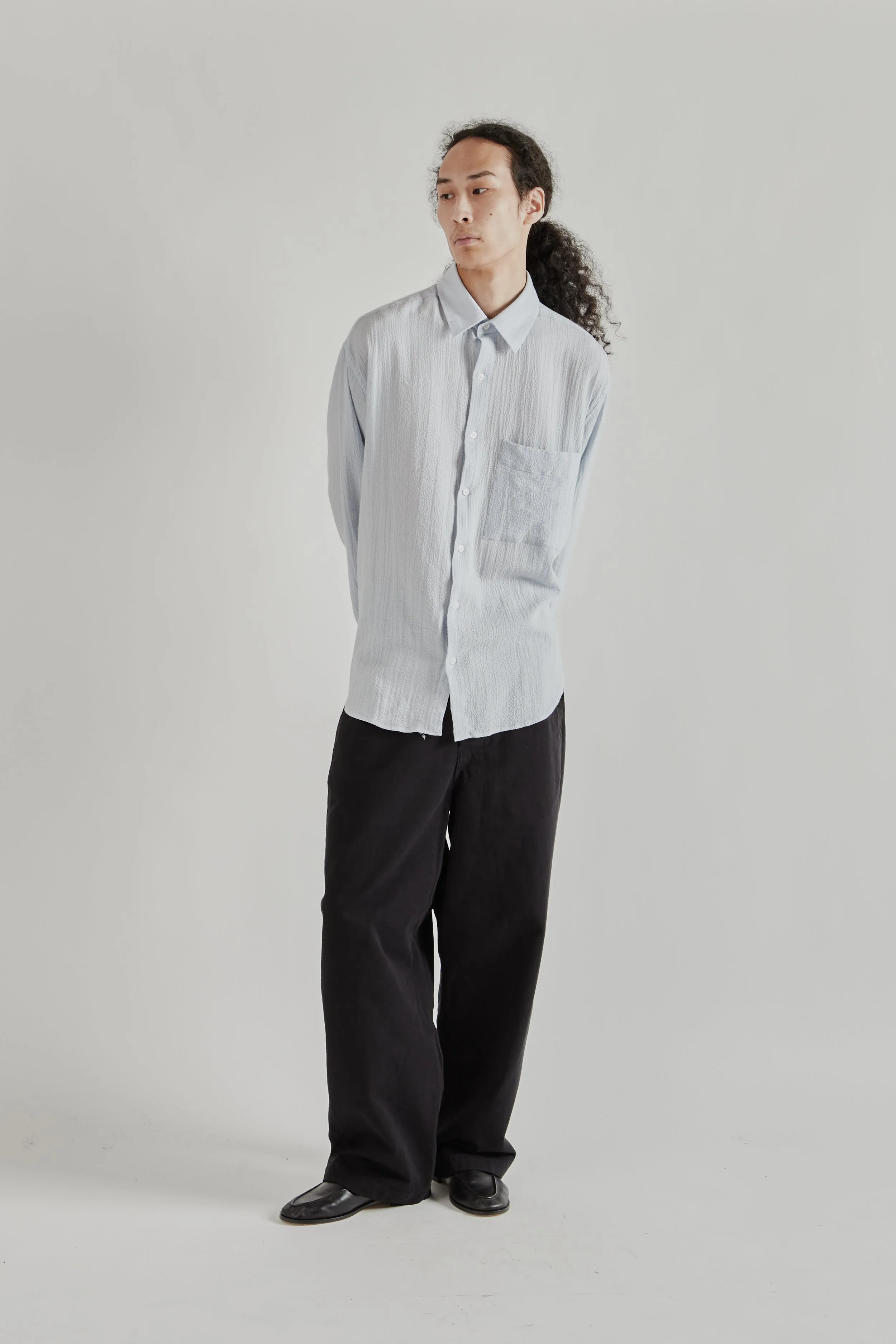 Oversized Seersucker Shirt - Light Blue sold by Wallace Mercantile product image thumbnail 2