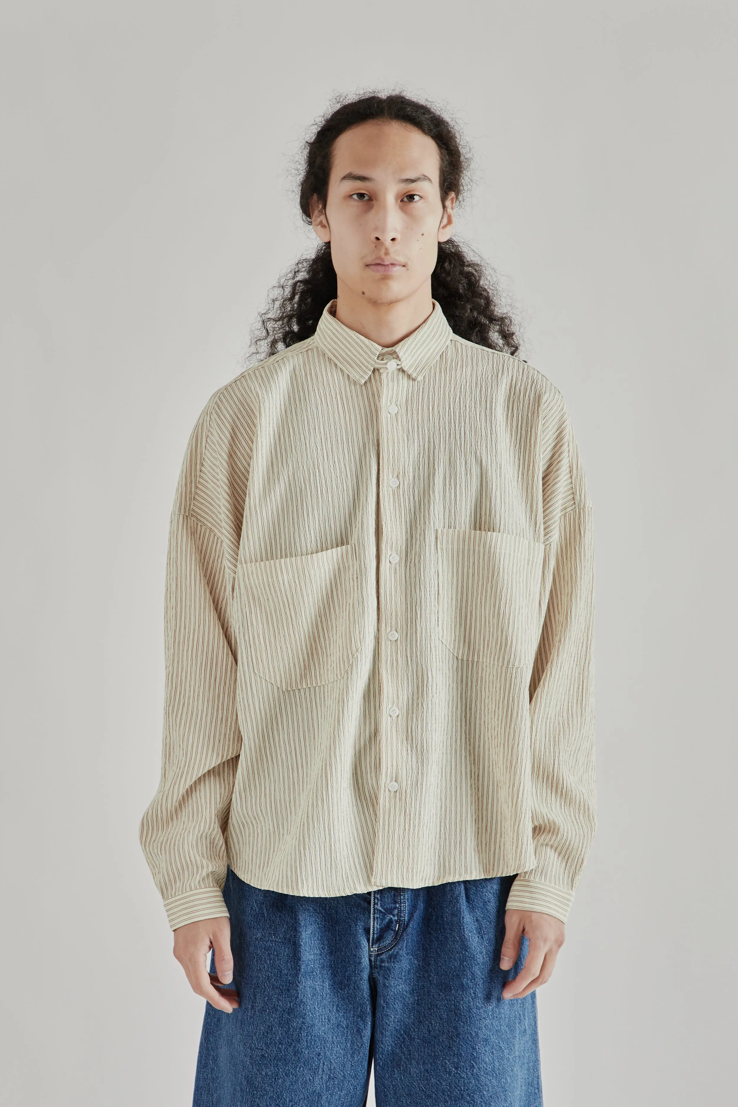 Oxford Balloon Shirt - Brown Stripe sold by Wallace Mercantile