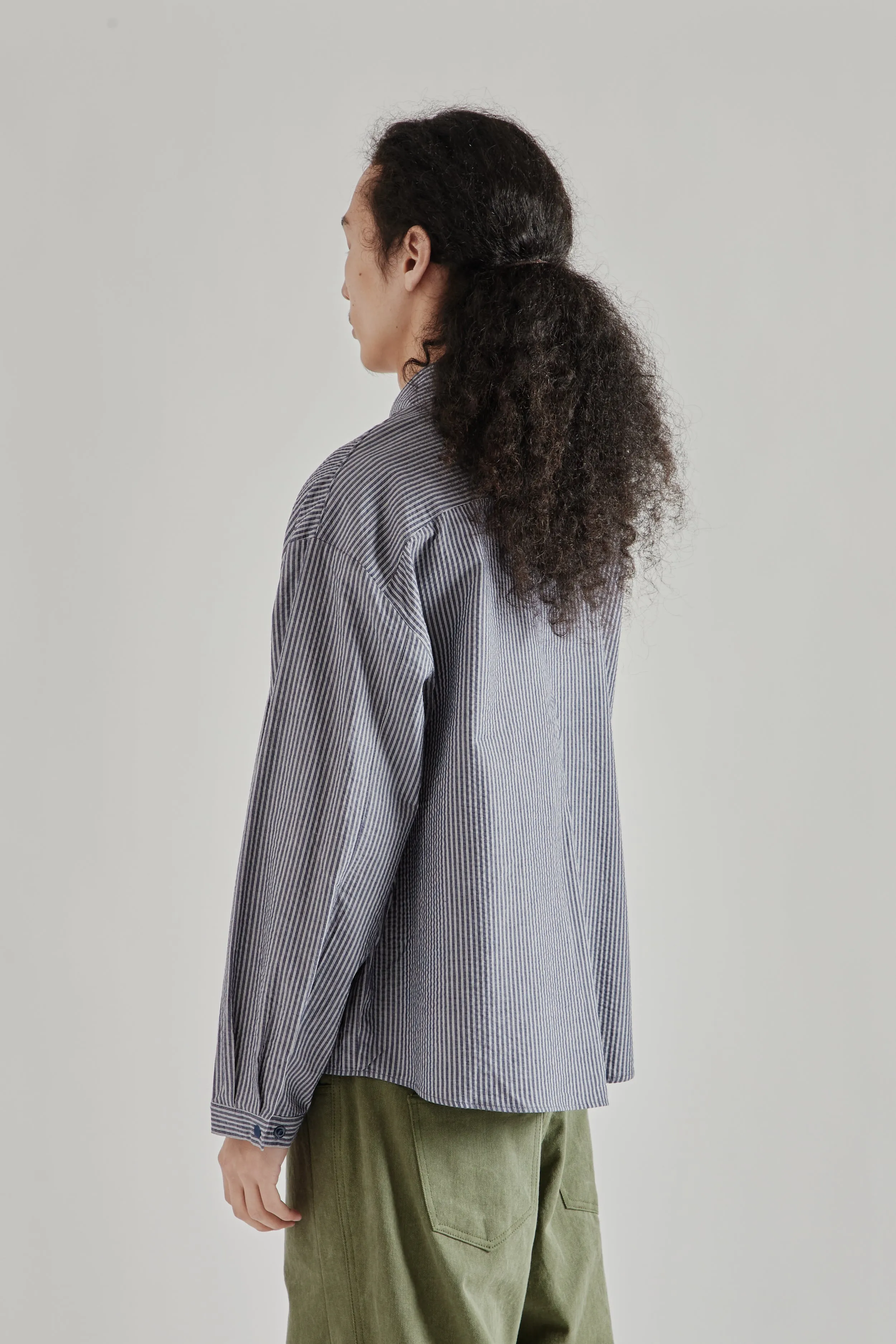 Boxy Pleated Shirt - Navy Stripe sold by Wallace Mercantile product image thumbnail 5